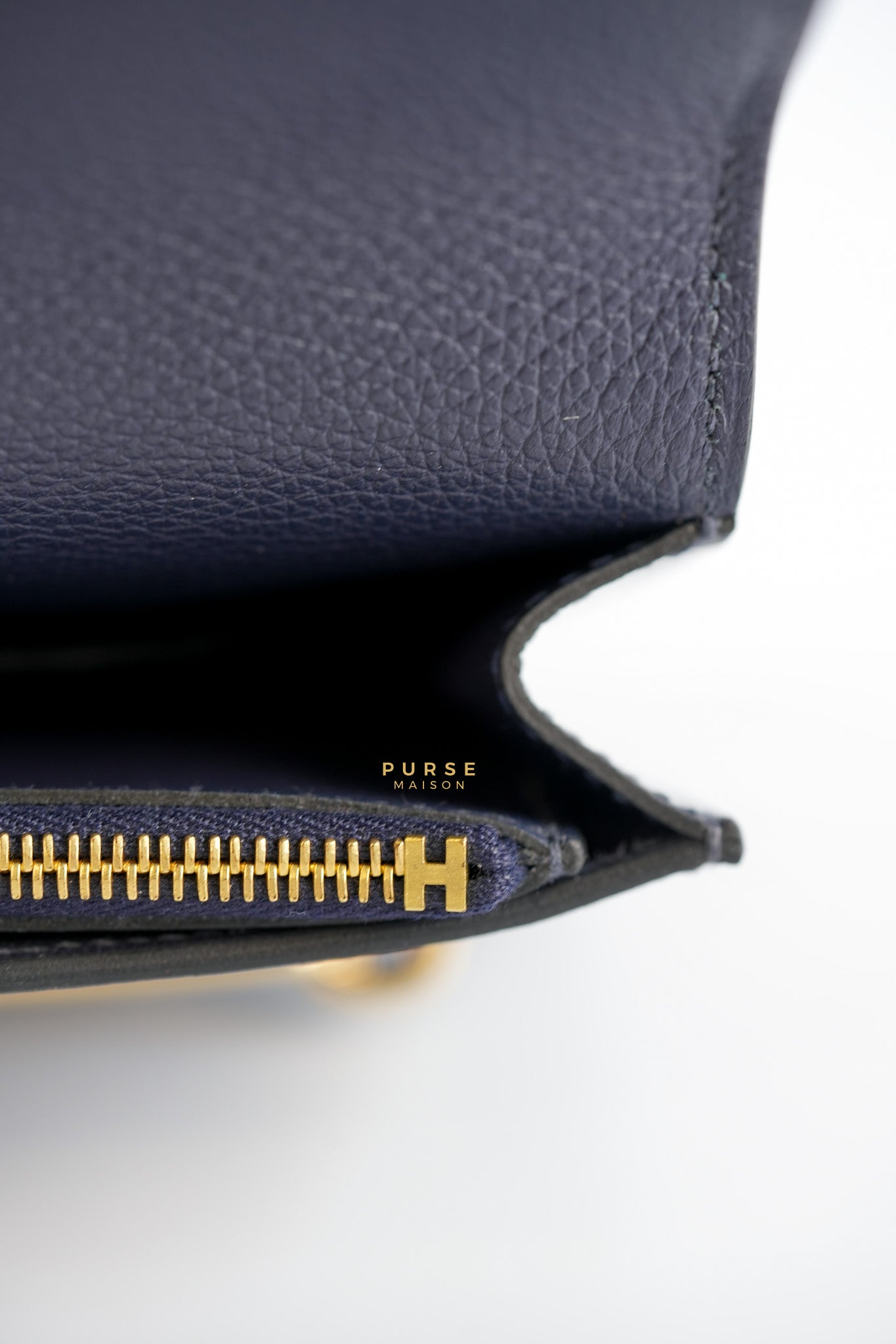 Roulis Slim Wallet Blue Nuit Evercolor Permabrass Hardware Stamp A | Purse Maison Luxury Bags Shop