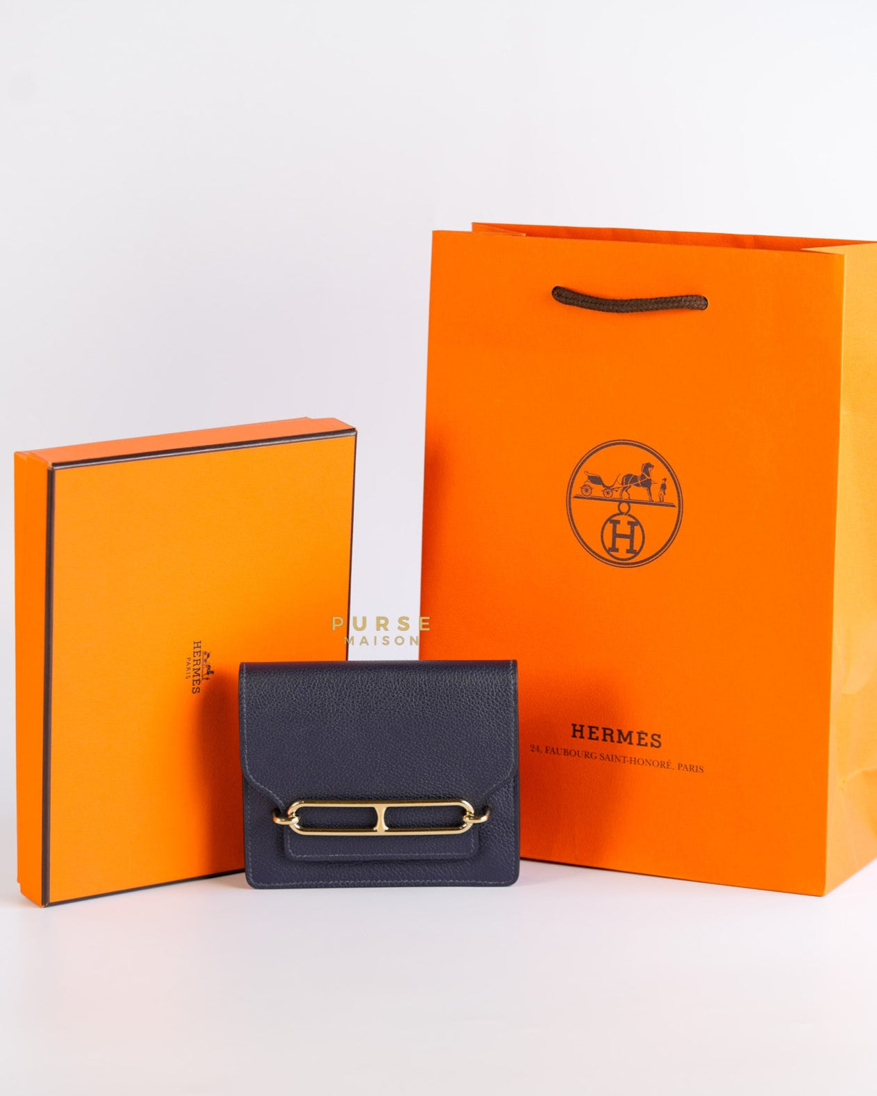 Roulis Slim Wallet Blue Nuit Evercolor Permabrass Hardware Stamp A | Purse Maison Luxury Bags Shop