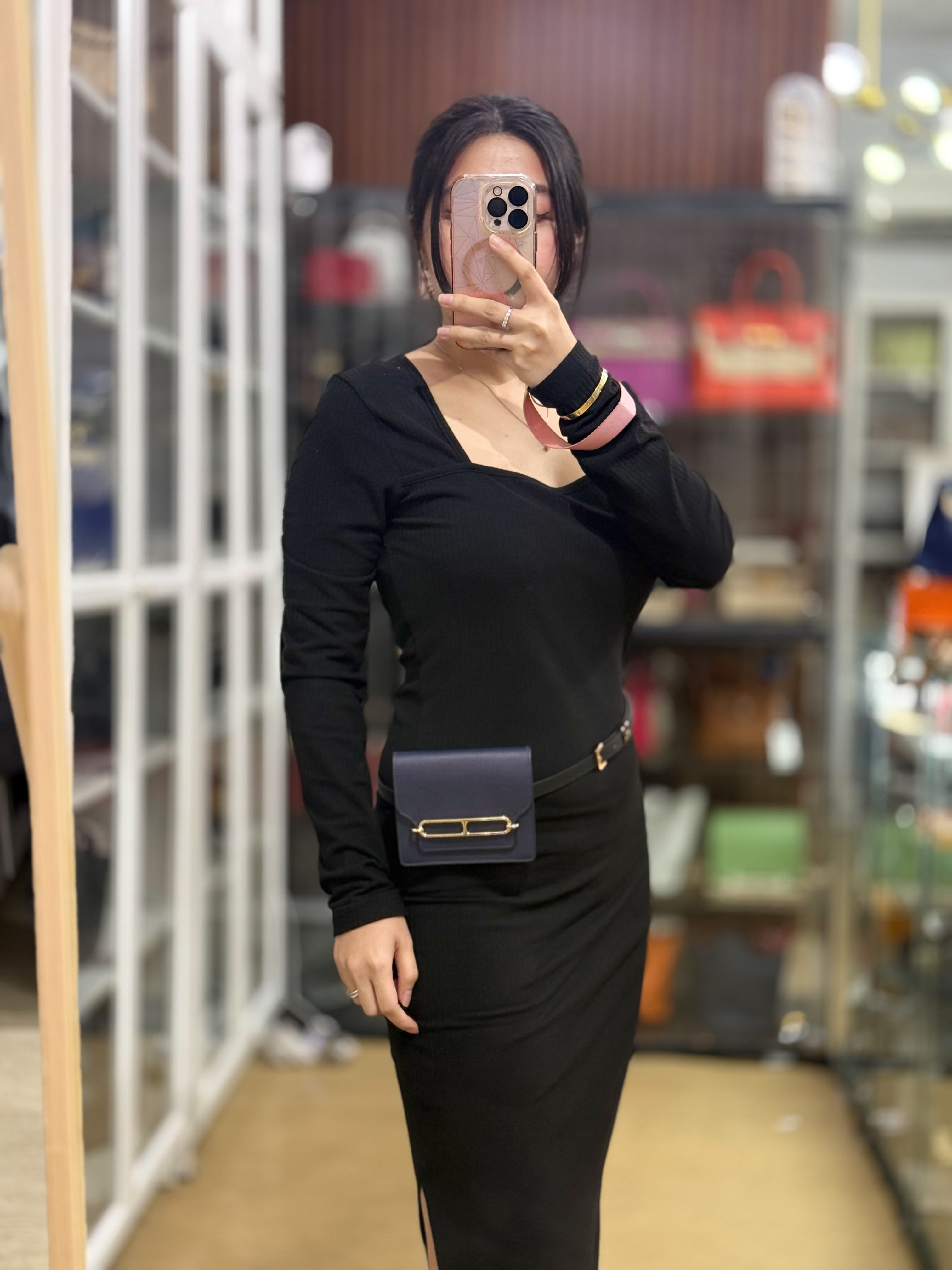 Roulis Slim Wallet Blue Nuit Evercolor Permabrass Hardware Stamp A | Purse Maison Luxury Bags Shop