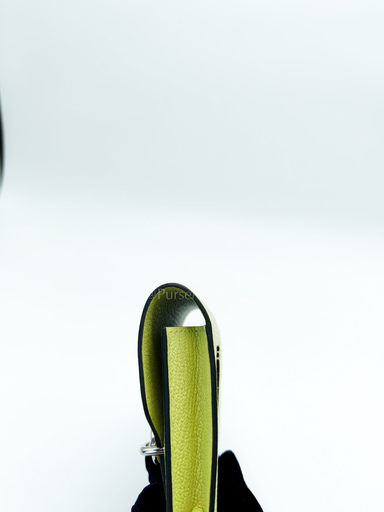 Roulis Slim Wallet in Jaune Bourgeon Chevre Mysore & Palladium Hardware Stamp U(2022) | Purse Maison Luxury Bags Shop