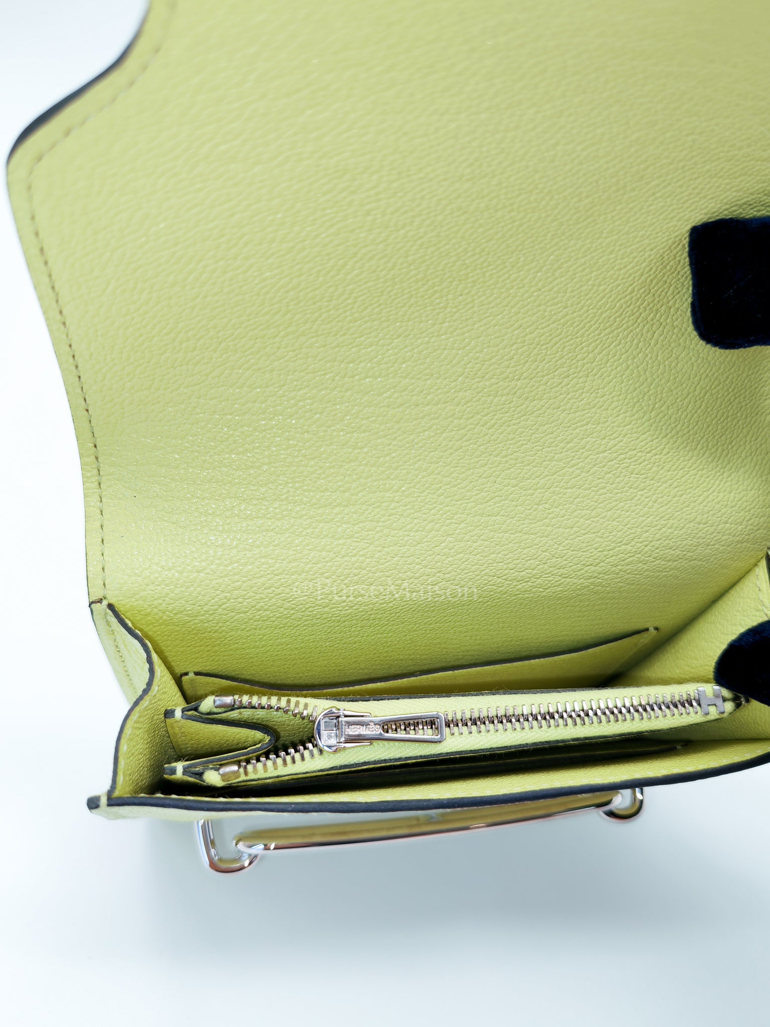 Roulis Slim Wallet in Jaune Bourgeon Chevre Mysore & Palladium Hardware Stamp U(2022) | Purse Maison Luxury Bags Shop