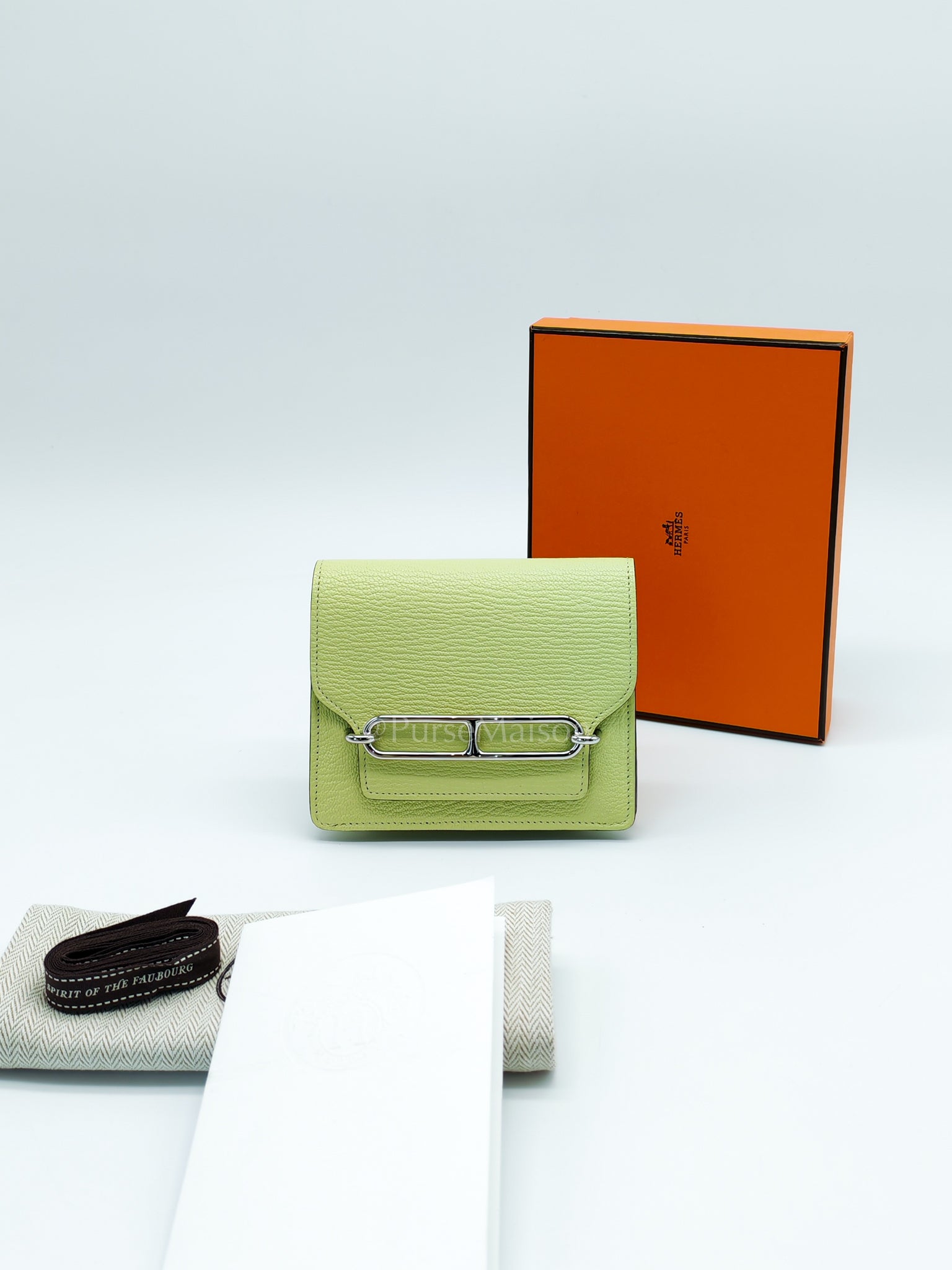 Roulis Slim Wallet in Jaune Bourgeon Chevre Mysore & Palladium Hardware Stamp U(2022) | Purse Maison Luxury Bags Shop