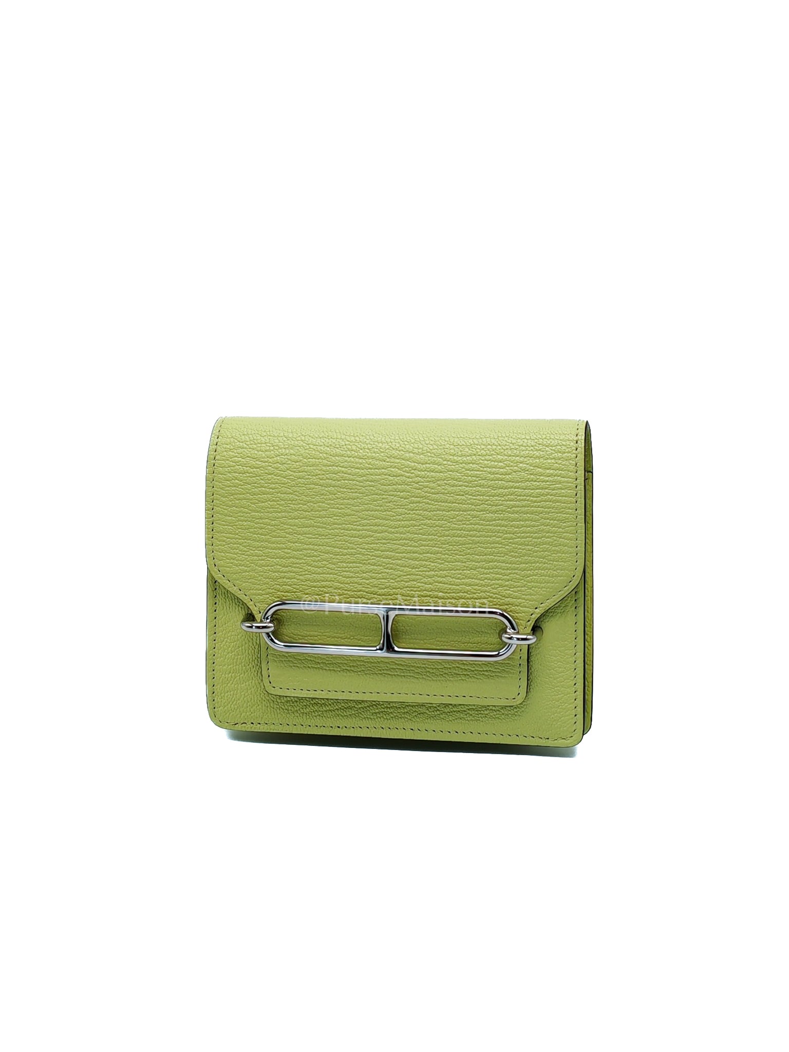 Roulis Slim Wallet in Jaune Bourgeon Chevre Mysore & Palladium Hardware Stamp U(2022) | Purse Maison Luxury Bags Shop
