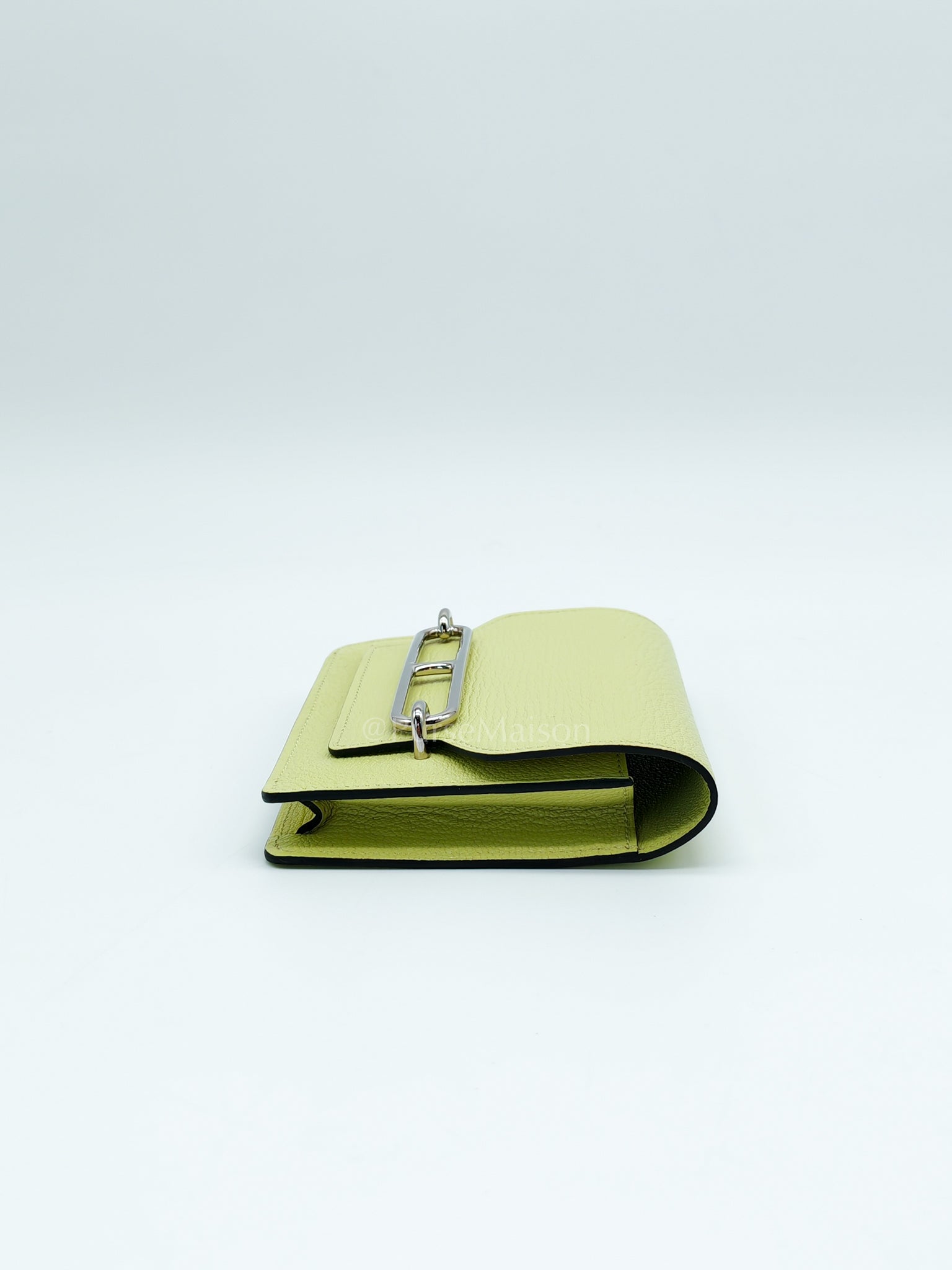 Roulis Slim Wallet in Jaune Bourgeon Chevre Mysore & Palladium Hardware Stamp U(2022) | Purse Maison Luxury Bags Shop