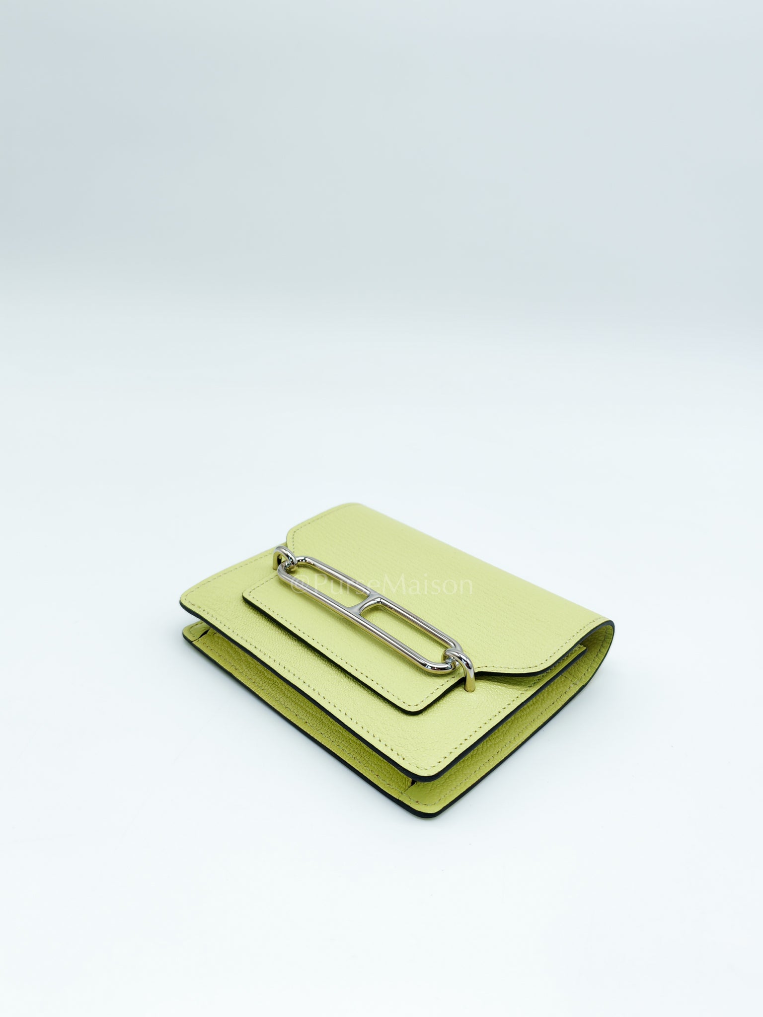 Roulis Slim Wallet in Jaune Bourgeon Chevre Mysore & Palladium Hardware Stamp U(2022) | Purse Maison Luxury Bags Shop