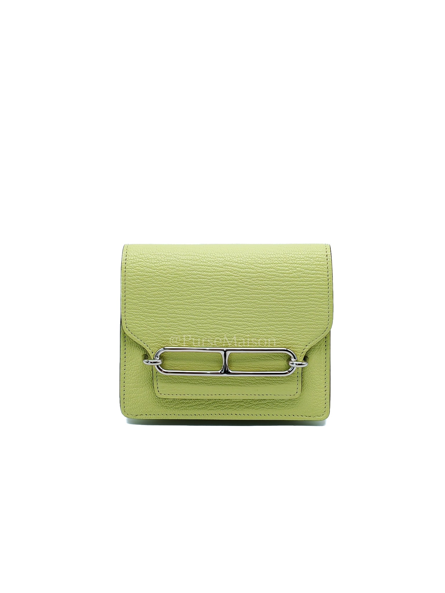 Roulis Slim Wallet in Jaune Bourgeon Chevre Mysore & Palladium Hardware Stamp U(2022) | Purse Maison Luxury Bags Shop