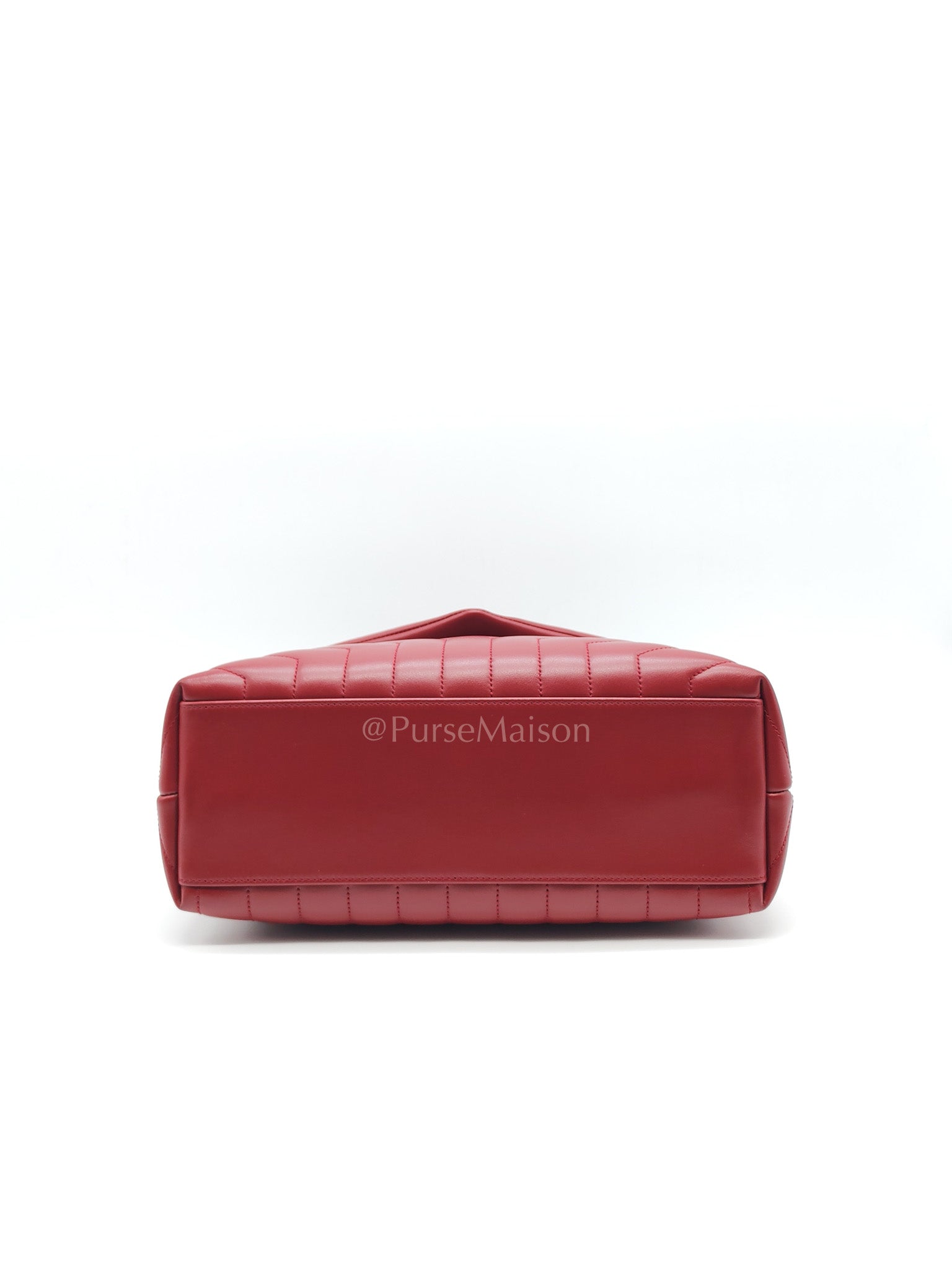 LouLou Shoulder Bag in Bordeaux Red Chevron Quilted Lambskin Leather