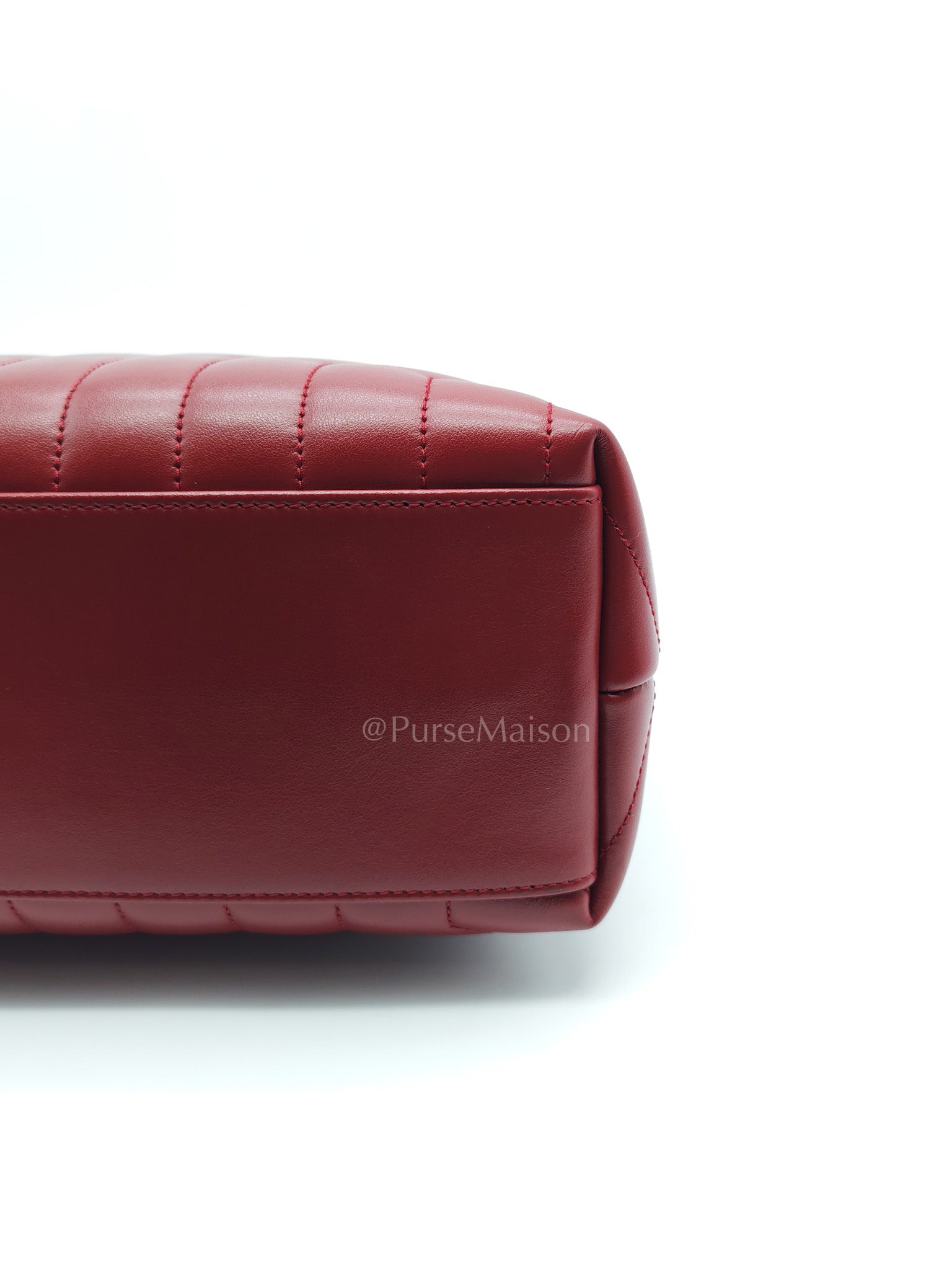 LouLou Shoulder Bag in Bordeaux Red Chevron Quilted Lambskin Leather