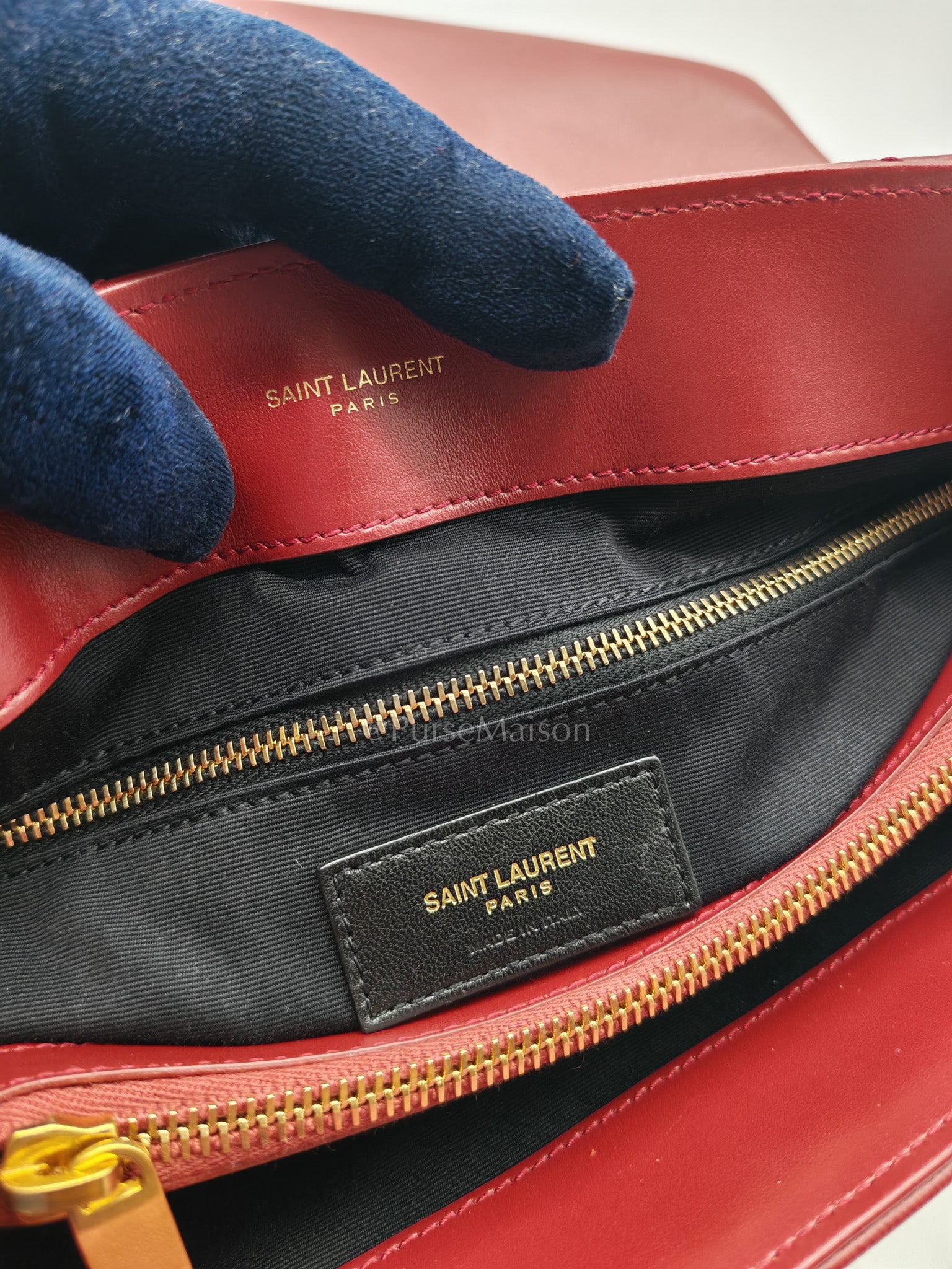LouLou Shoulder Bag in Bordeaux Red Chevron Quilted Lambskin Leather