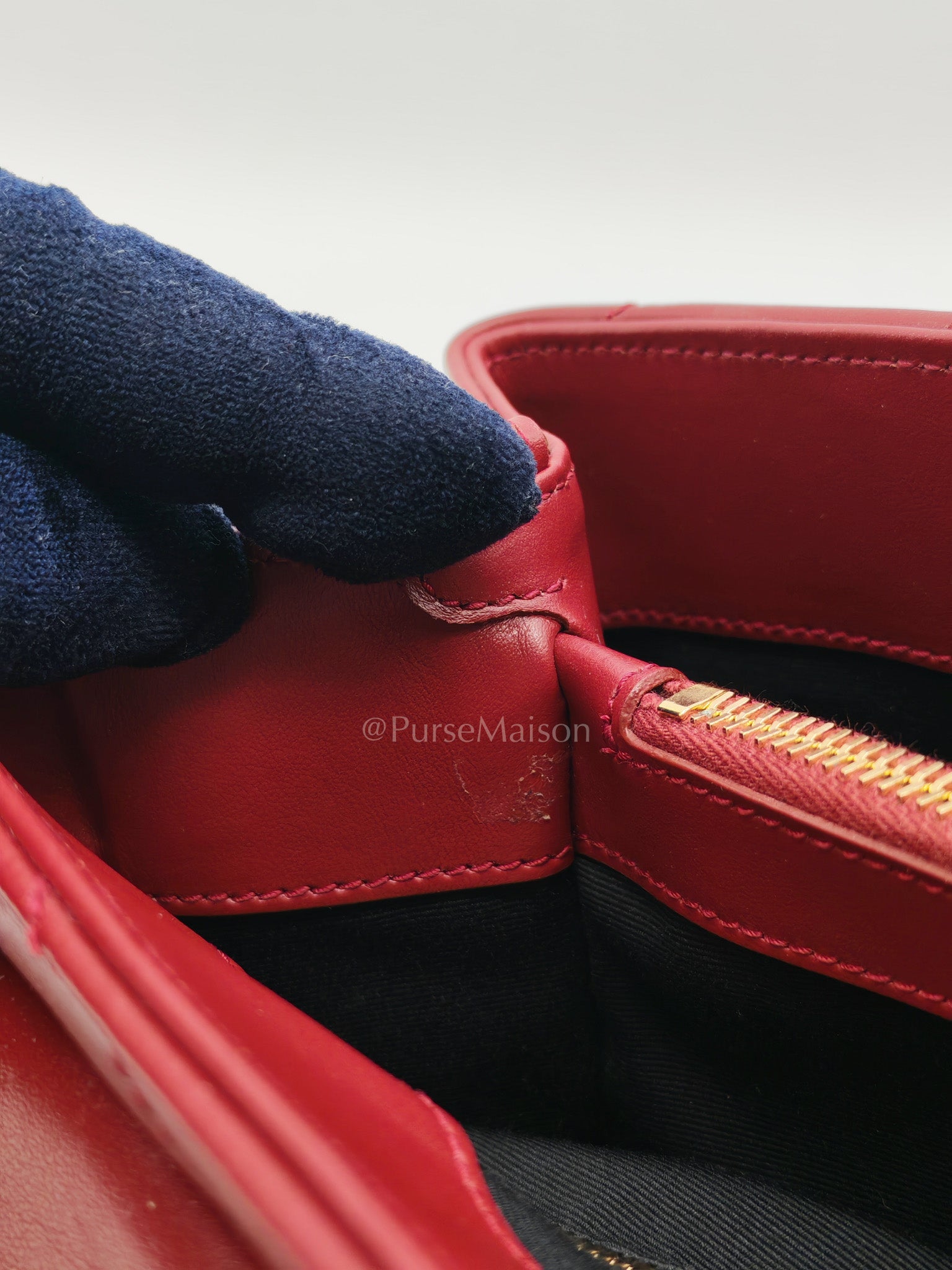 LouLou Shoulder Bag in Bordeaux Red Chevron Quilted Lambskin Leather
