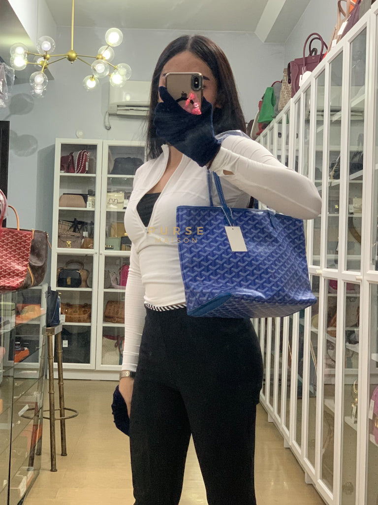 Sac Artois PM Tote Bag in Blue Goyardine Canvas | Purse Maison Luxury Bags Shop