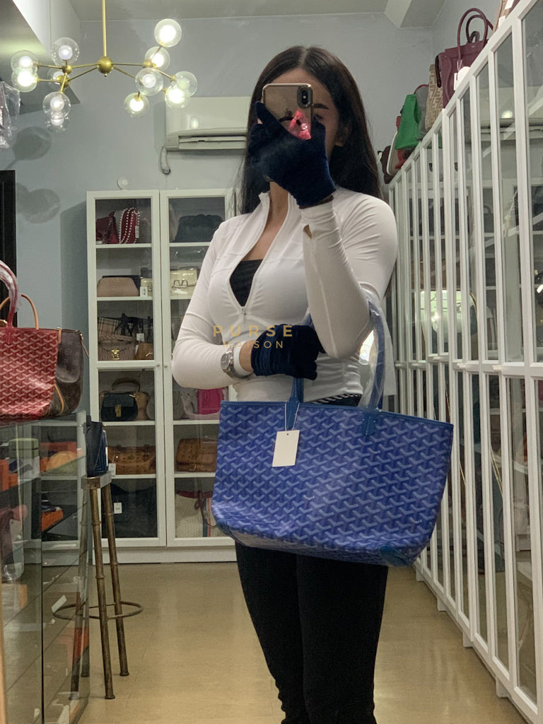 Sac Artois PM Tote Bag in Blue Goyardine Canvas | Purse Maison Luxury Bags Shop