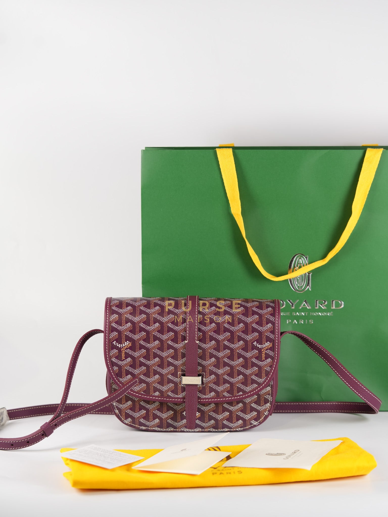 Sac Belvedere PM Bag in Bordeaux Goyardine Canvas | Purse Maison Luxury Bags Shop