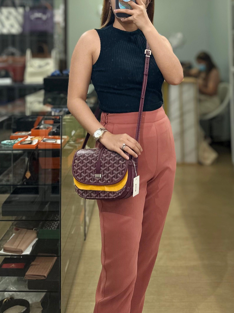 Sac Belvedere PM Bag in Bordeaux Goyardine Canvas | Purse Maison Luxury Bags Shop