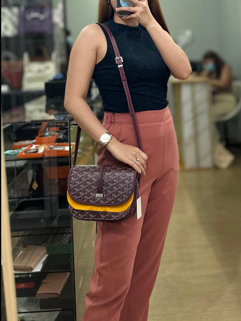 Sac Belvedere PM Bag in Bordeaux Goyardine Canvas | Purse Maison Luxury Bags Shop