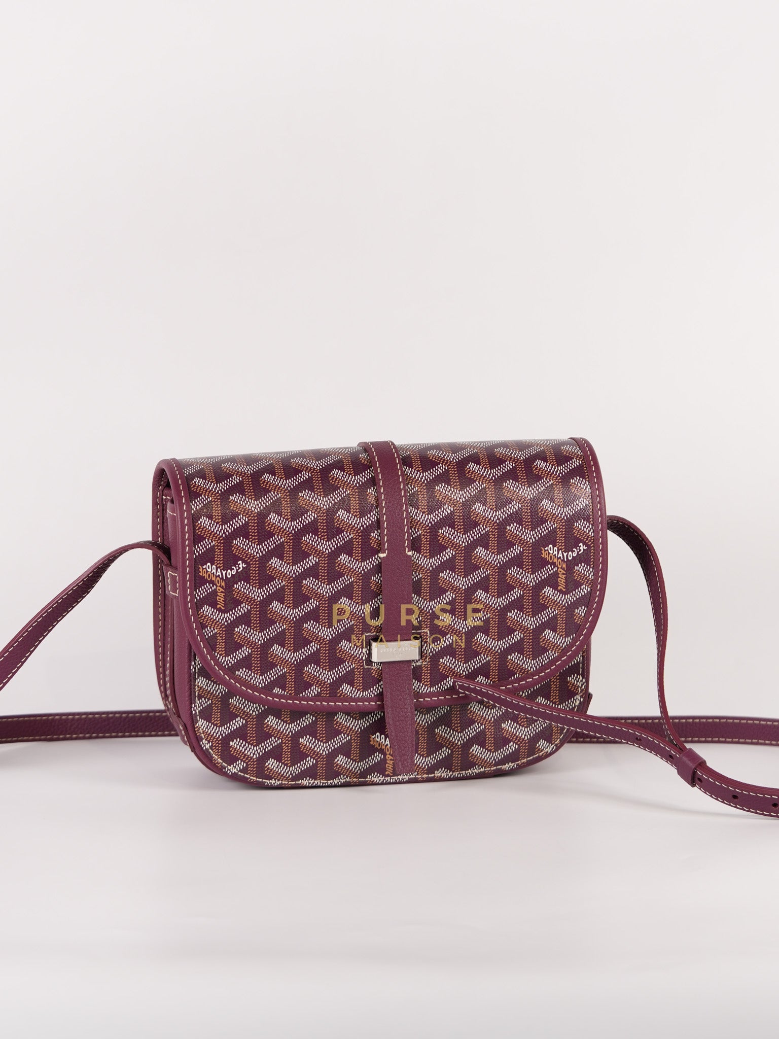 Sac Belvedere PM Bag in Bordeaux Goyardine Canvas | Purse Maison Luxury Bags Shop
