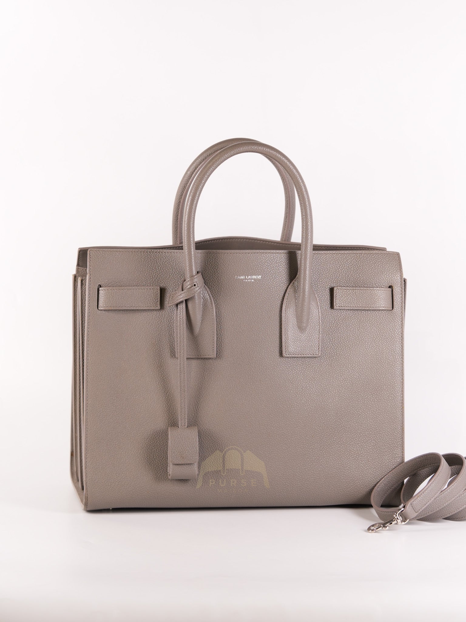 Sac De Jour Small in Gray Grained Calfskin Leather Shoulder Bag | Purse Maison Luxury Bags Shop