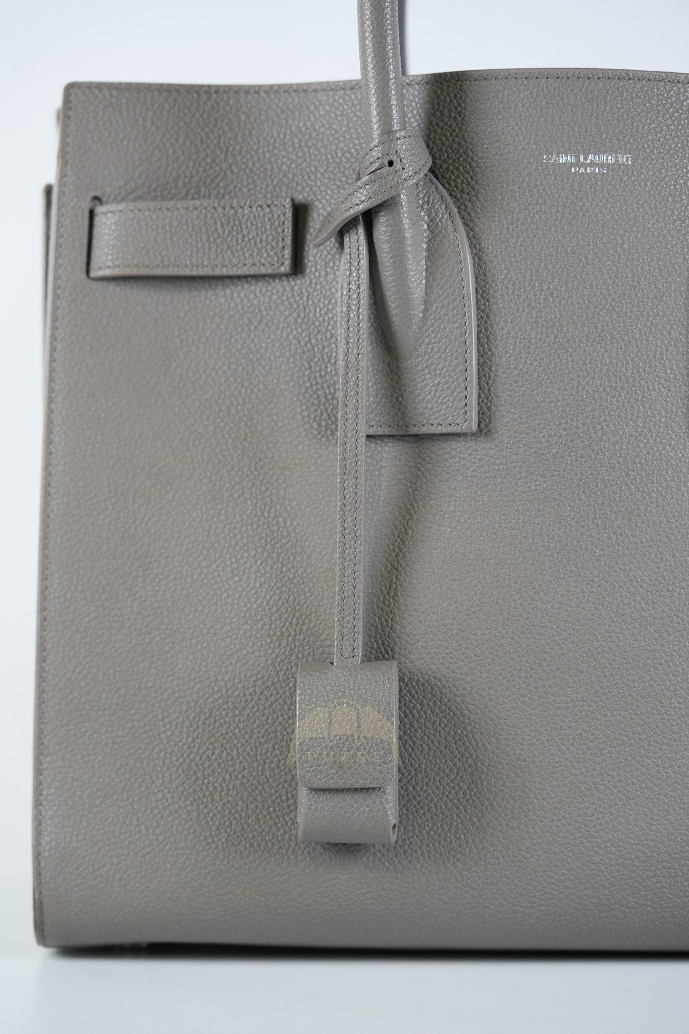 Sac De Jour Small in Gray Grained Calfskin Leather Shoulder Bag | Purse Maison Luxury Bags Shop