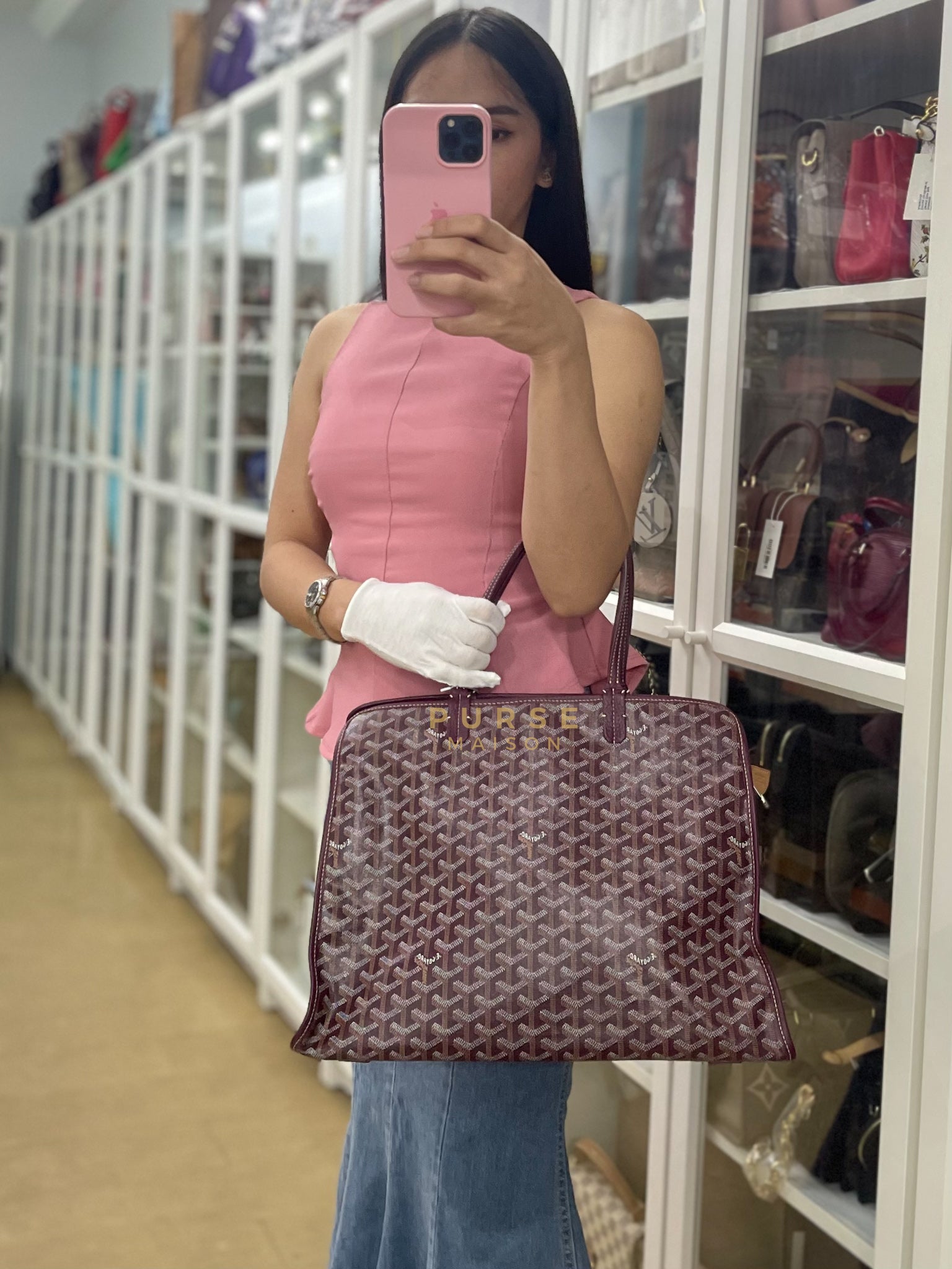 Sac Hardy PM in Burgundy Goyardine Canvas Tote Bag | Purse Maison Luxury Bags Shop