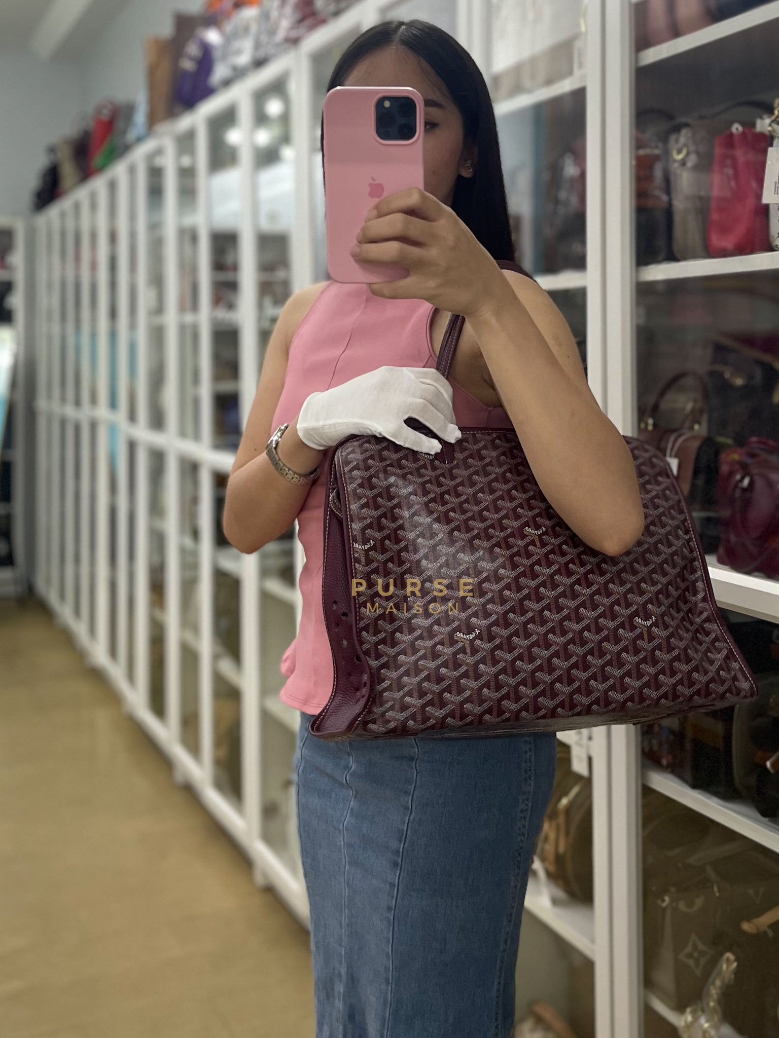 Sac Hardy PM in Burgundy Goyardine Canvas Tote Bag | Purse Maison Luxury Bags Shop