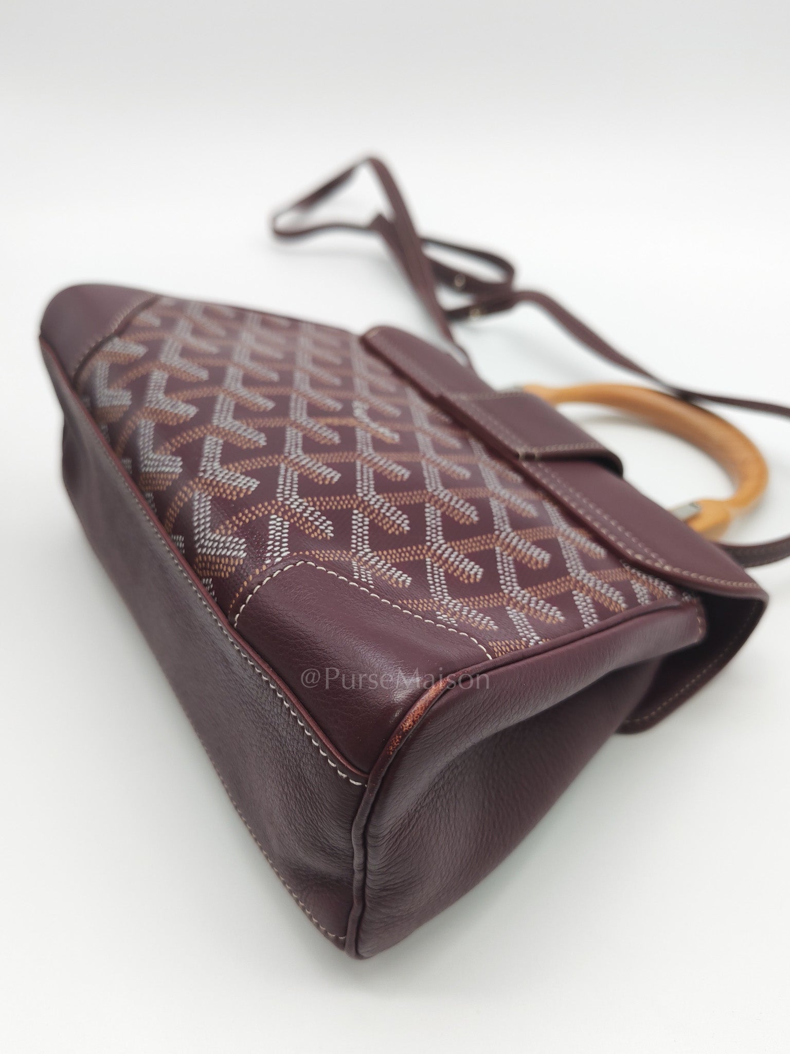 Sac Mini Saigon Souple Bag in Burgunndy Goyardine Canvas | Purse Maison Luxury Bags Shop