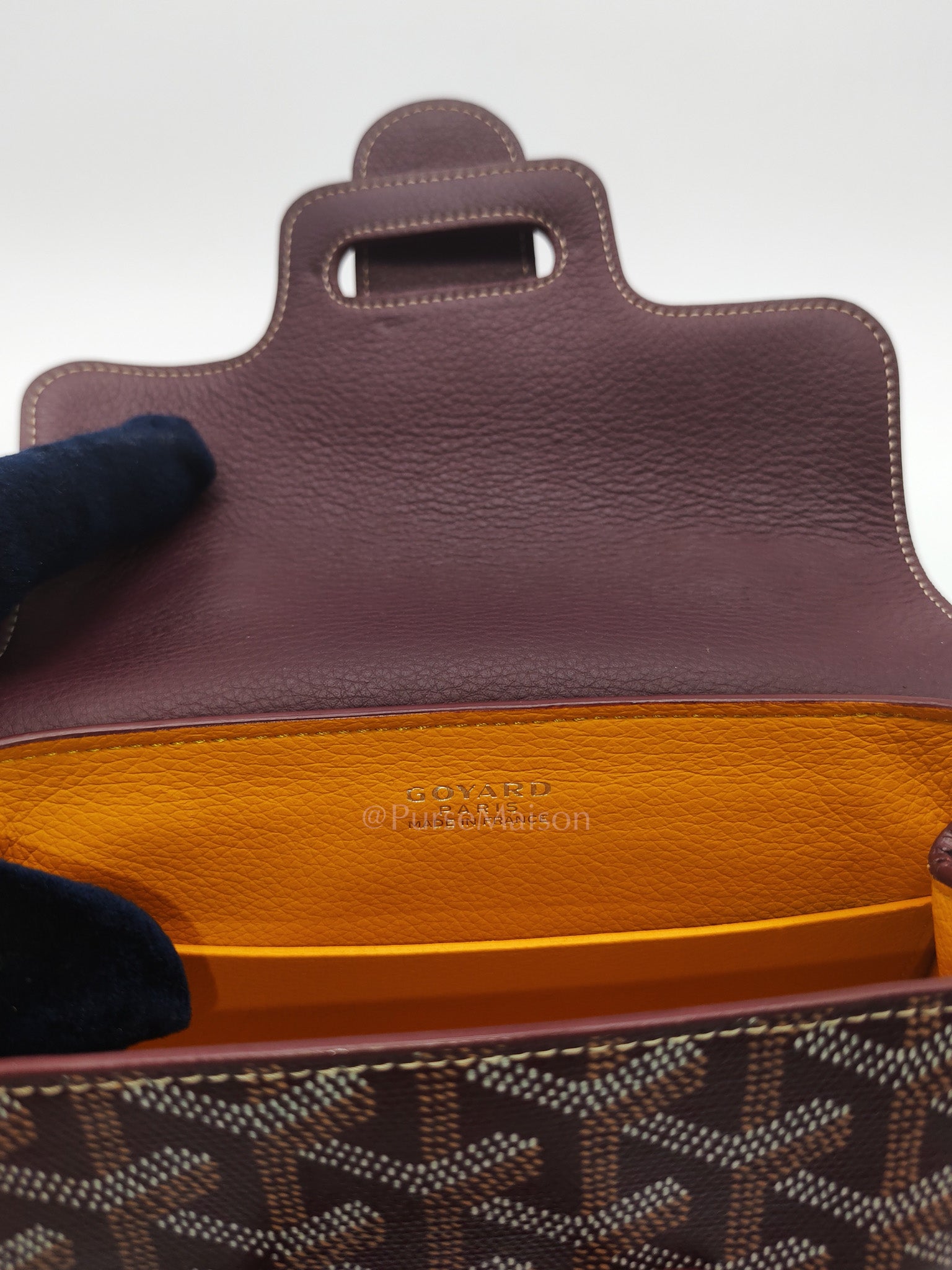 Sac Mini Saigon Souple Bag in Burgunndy Goyardine Canvas | Purse Maison Luxury Bags Shop