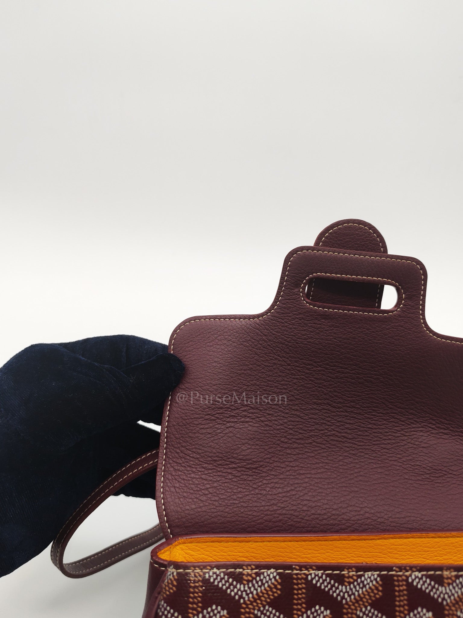 Sac Mini Saigon Souple Bag in Burgunndy Goyardine Canvas | Purse Maison Luxury Bags Shop