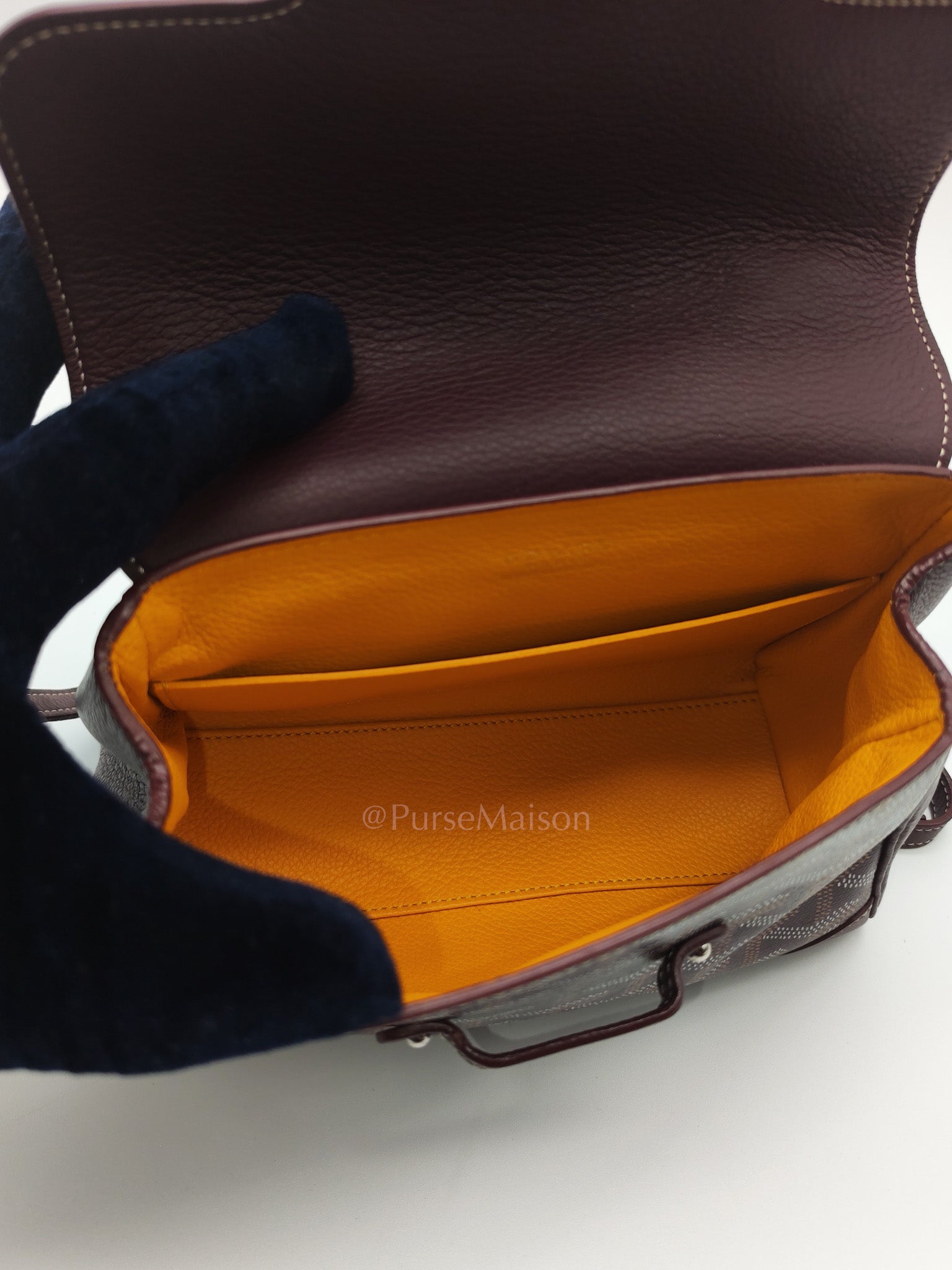 Sac Mini Saigon Souple Bag in Burgunndy Goyardine Canvas | Purse Maison Luxury Bags Shop