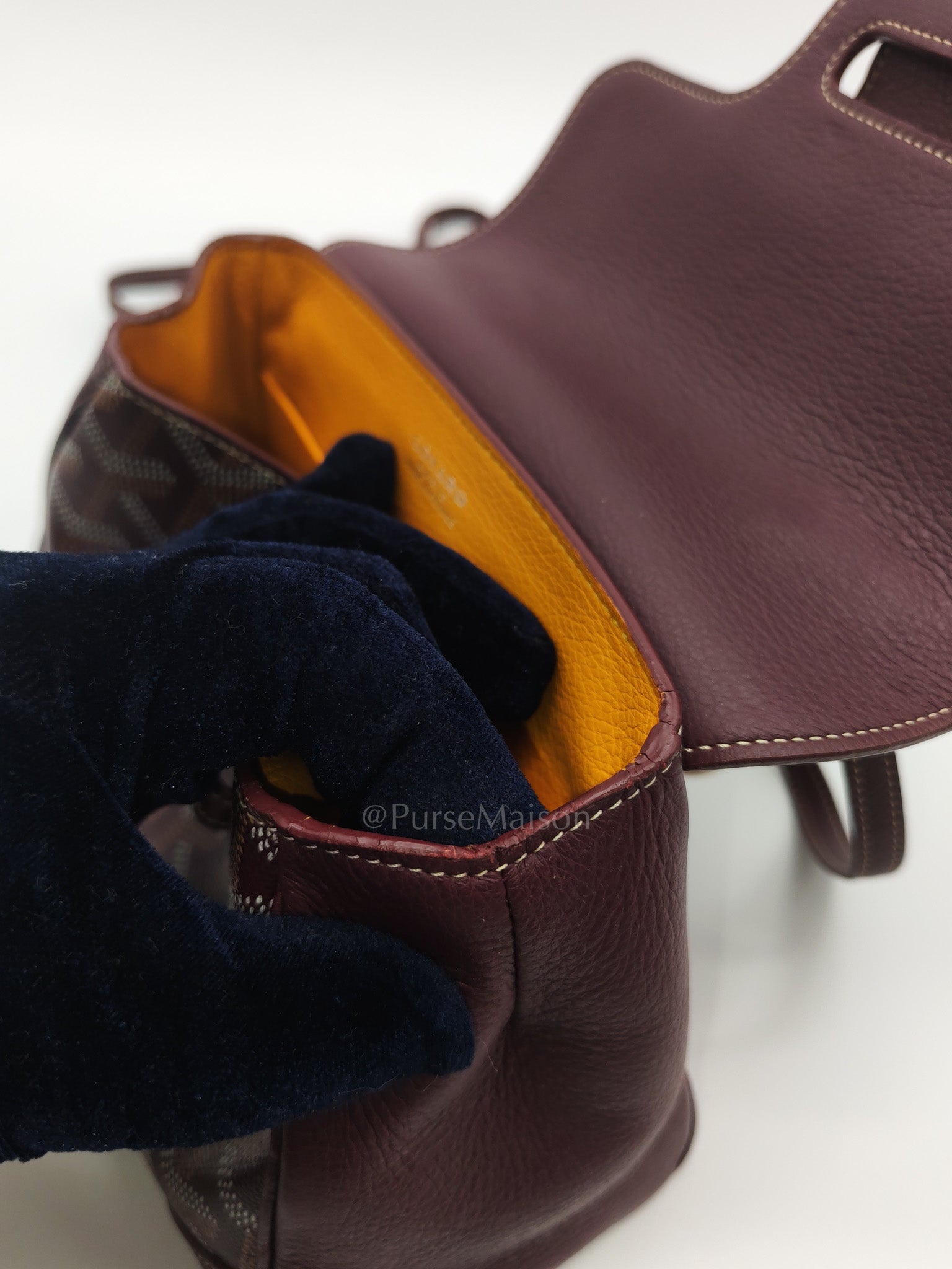 Sac Mini Saigon Souple Bag in Burgunndy Goyardine Canvas | Purse Maison Luxury Bags Shop