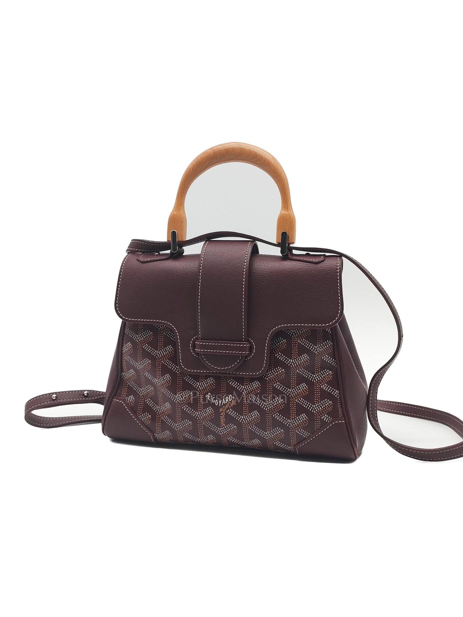 Sac Mini Saigon Souple Bag in Burgunndy Goyardine Canvas | Purse Maison Luxury Bags Shop