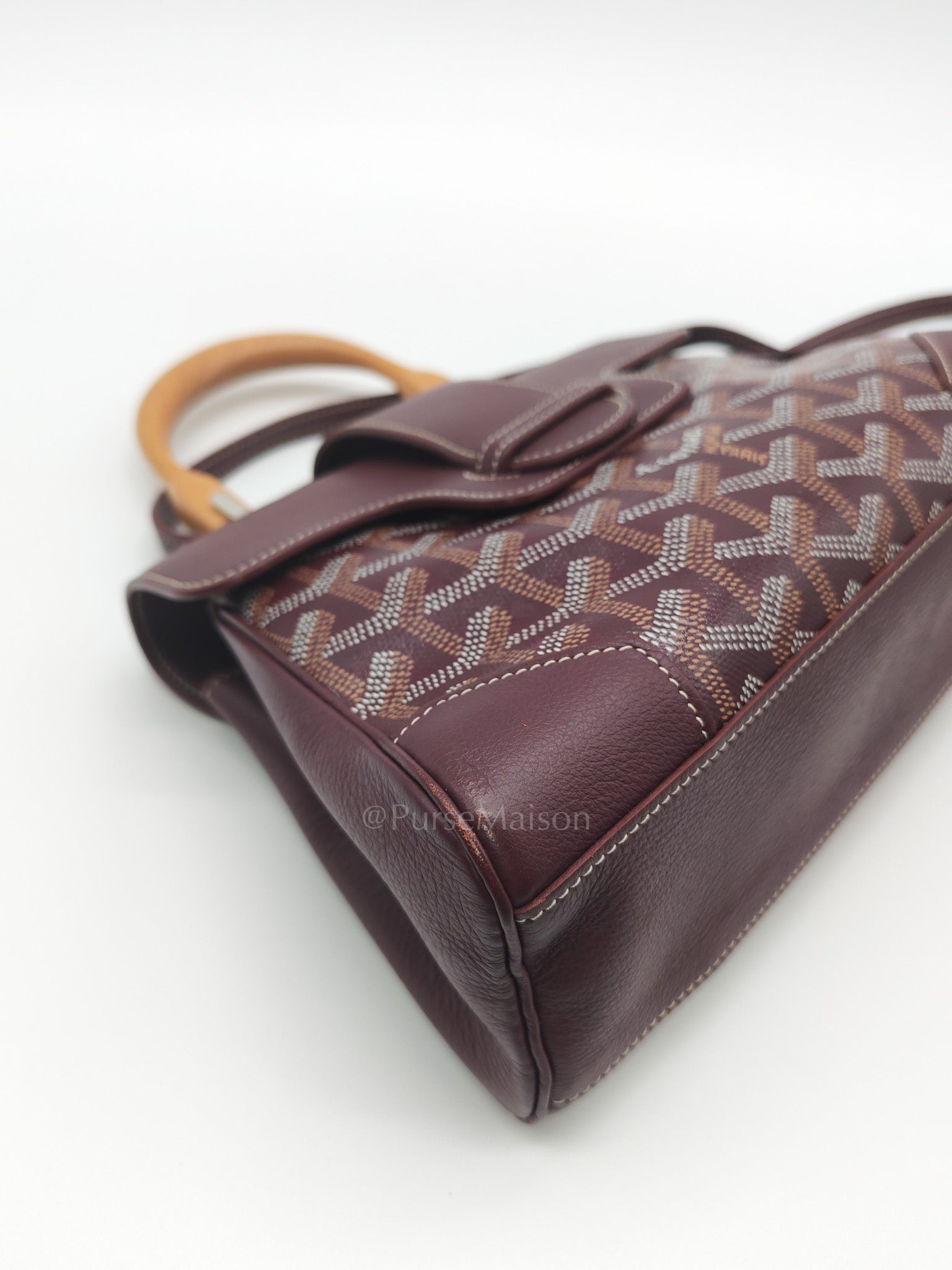Sac Mini Saigon Souple Bag in Burgunndy Goyardine Canvas | Purse Maison Luxury Bags Shop