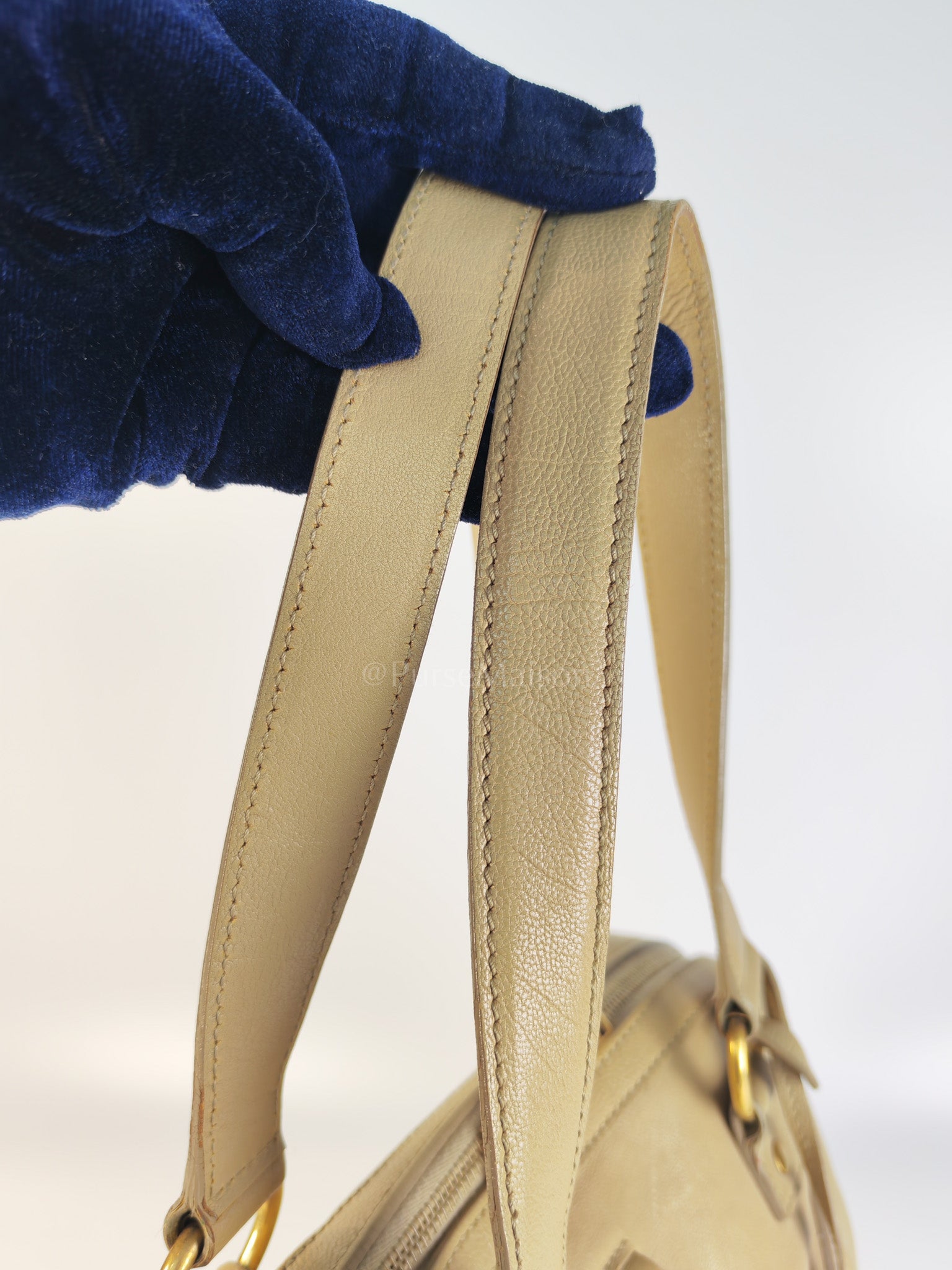 Sac Muse in Dark Beige Calfskin Leather and Aged Gold Hardware | Purse Maison Luxury Bags Shop