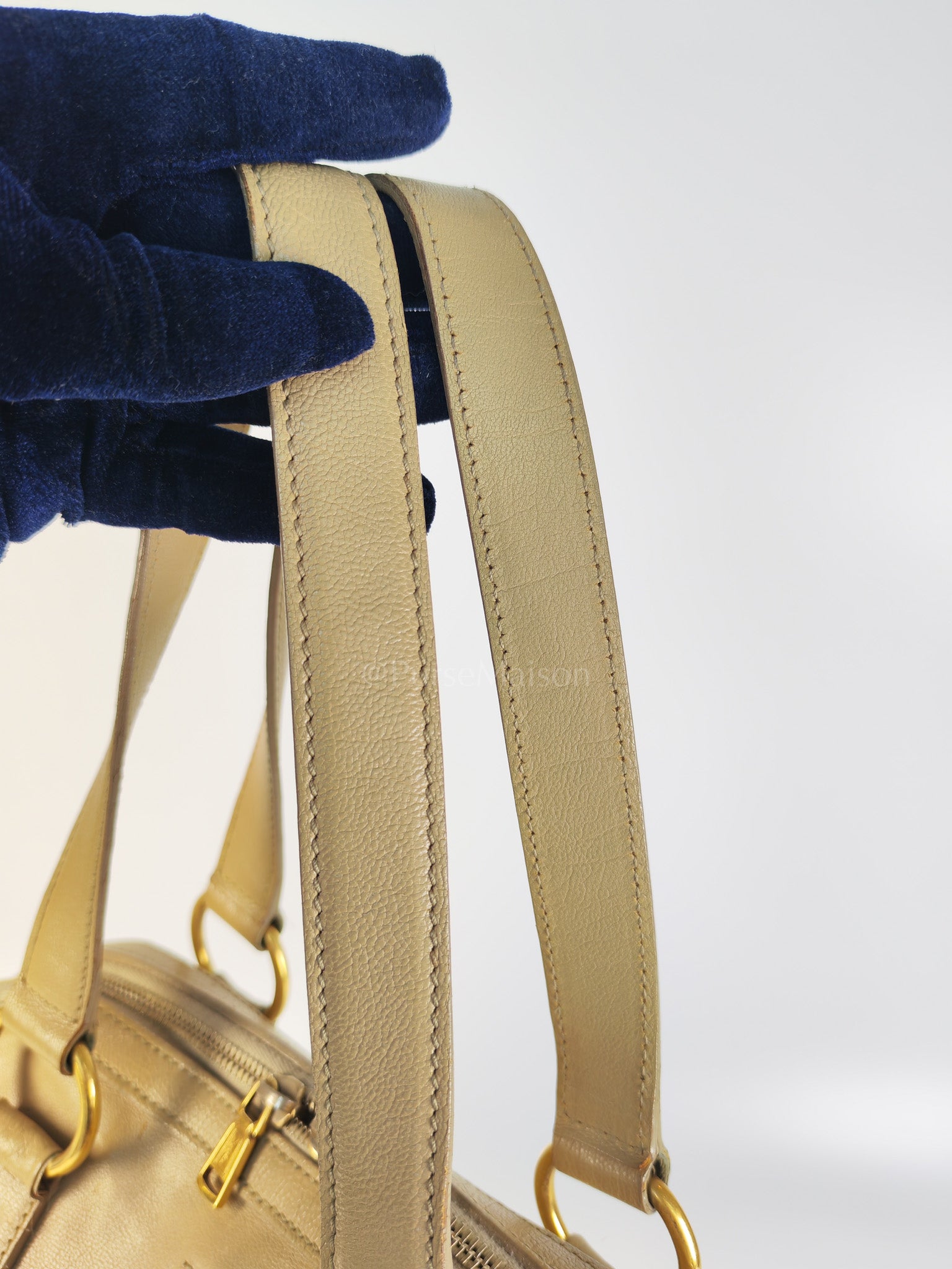 Sac Muse in Dark Beige Calfskin Leather and Aged Gold Hardware | Purse Maison Luxury Bags Shop