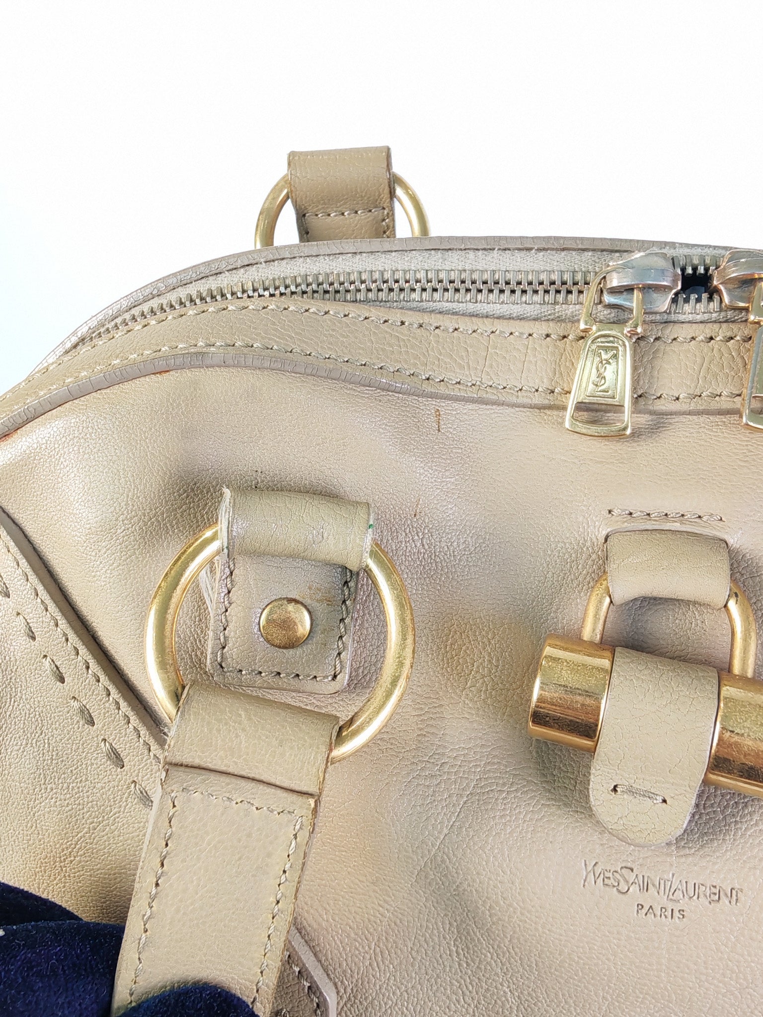 Sac Muse in Dark Beige Calfskin Leather and Aged Gold Hardware | Purse Maison Luxury Bags Shop