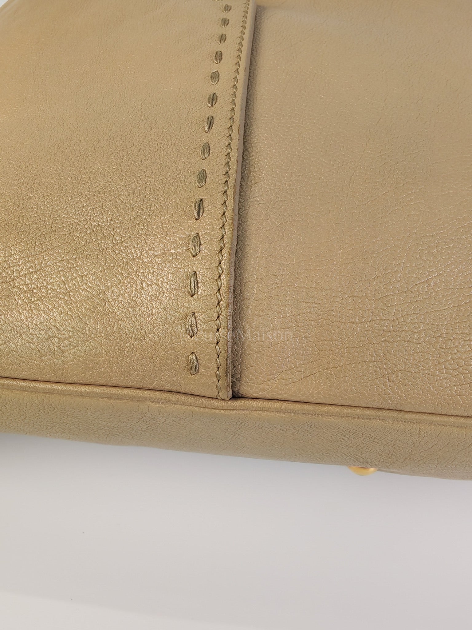 Sac Muse in Dark Beige Calfskin Leather and Aged Gold Hardware | Purse Maison Luxury Bags Shop