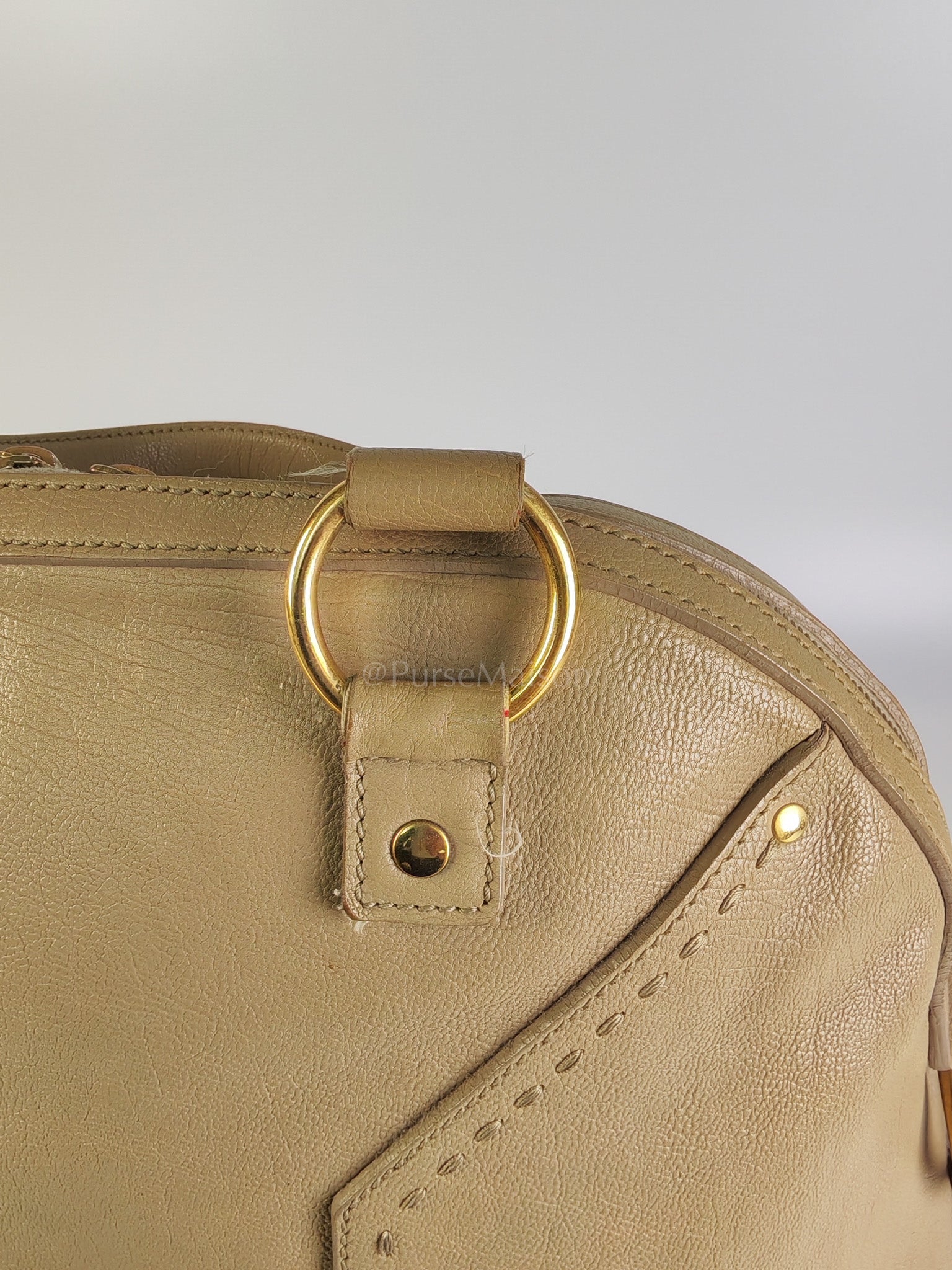 Sac Muse in Dark Beige Calfskin Leather and Aged Gold Hardware | Purse Maison Luxury Bags Shop