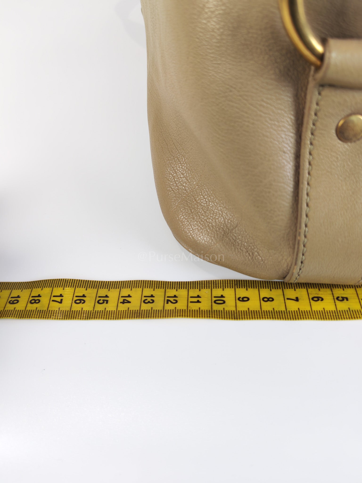 Sac Muse in Dark Beige Calfskin Leather and Aged Gold Hardware | Purse Maison Luxury Bags Shop