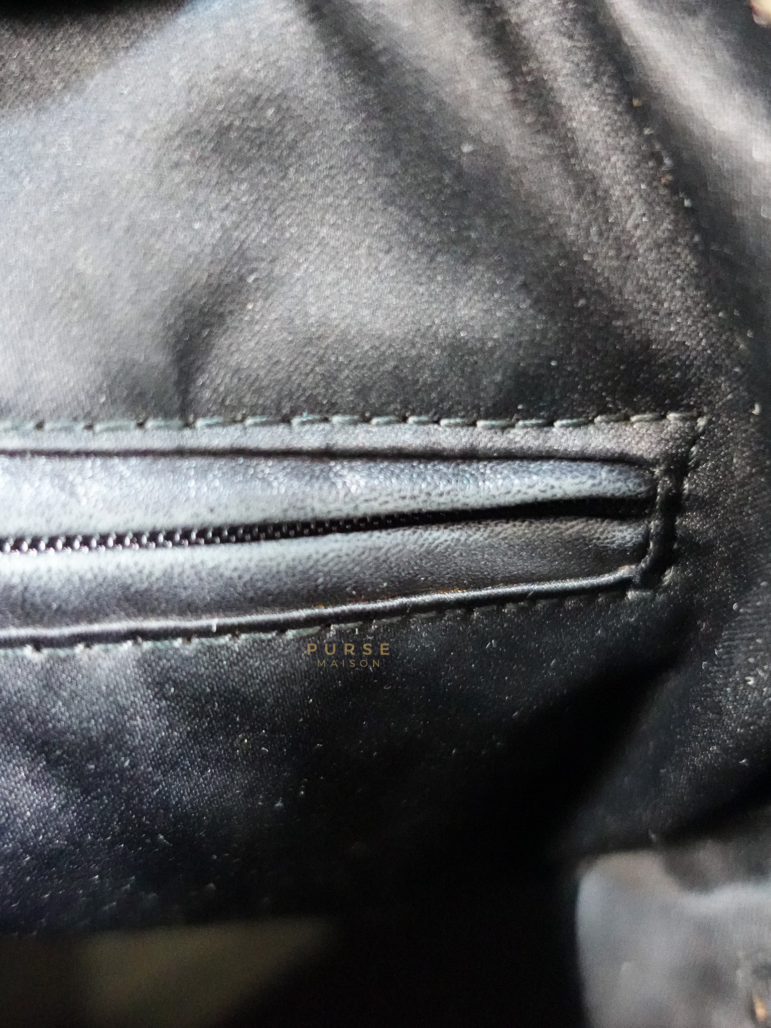 Sac Muse Large Hand Bag In Navy Blue Calfskin Leather Aged Gold Hardware | Purse Maison Luxury Bags Shop