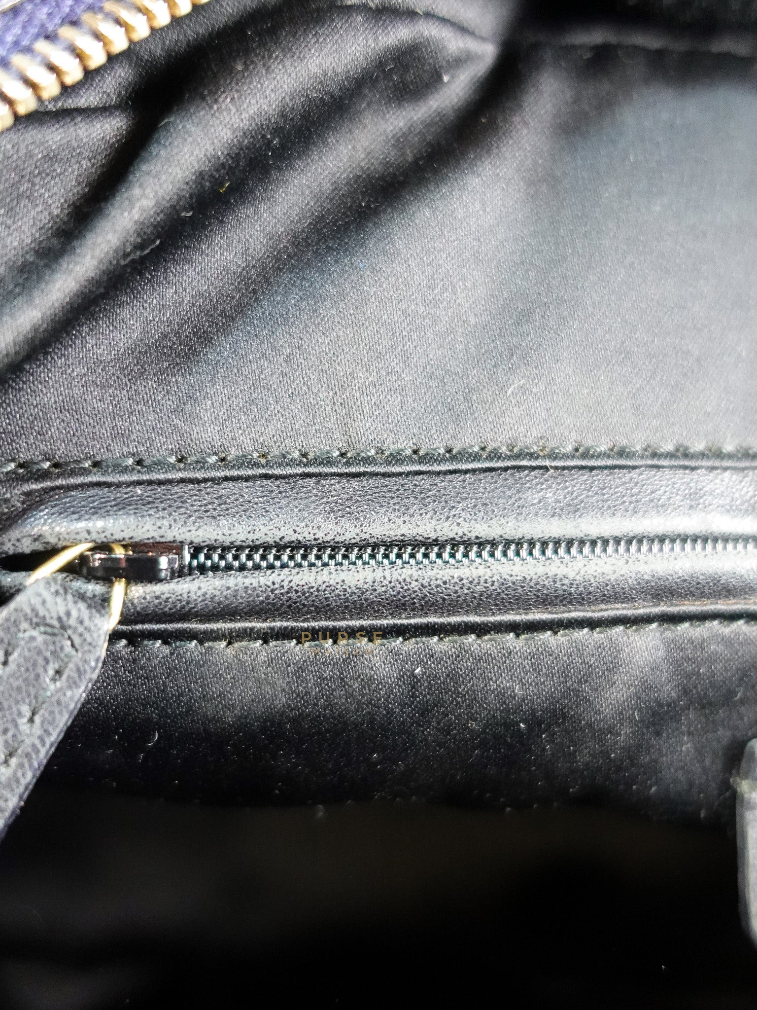 Sac Muse Large Hand Bag In Navy Blue Calfskin Leather Aged Gold Hardware | Purse Maison Luxury Bags Shop