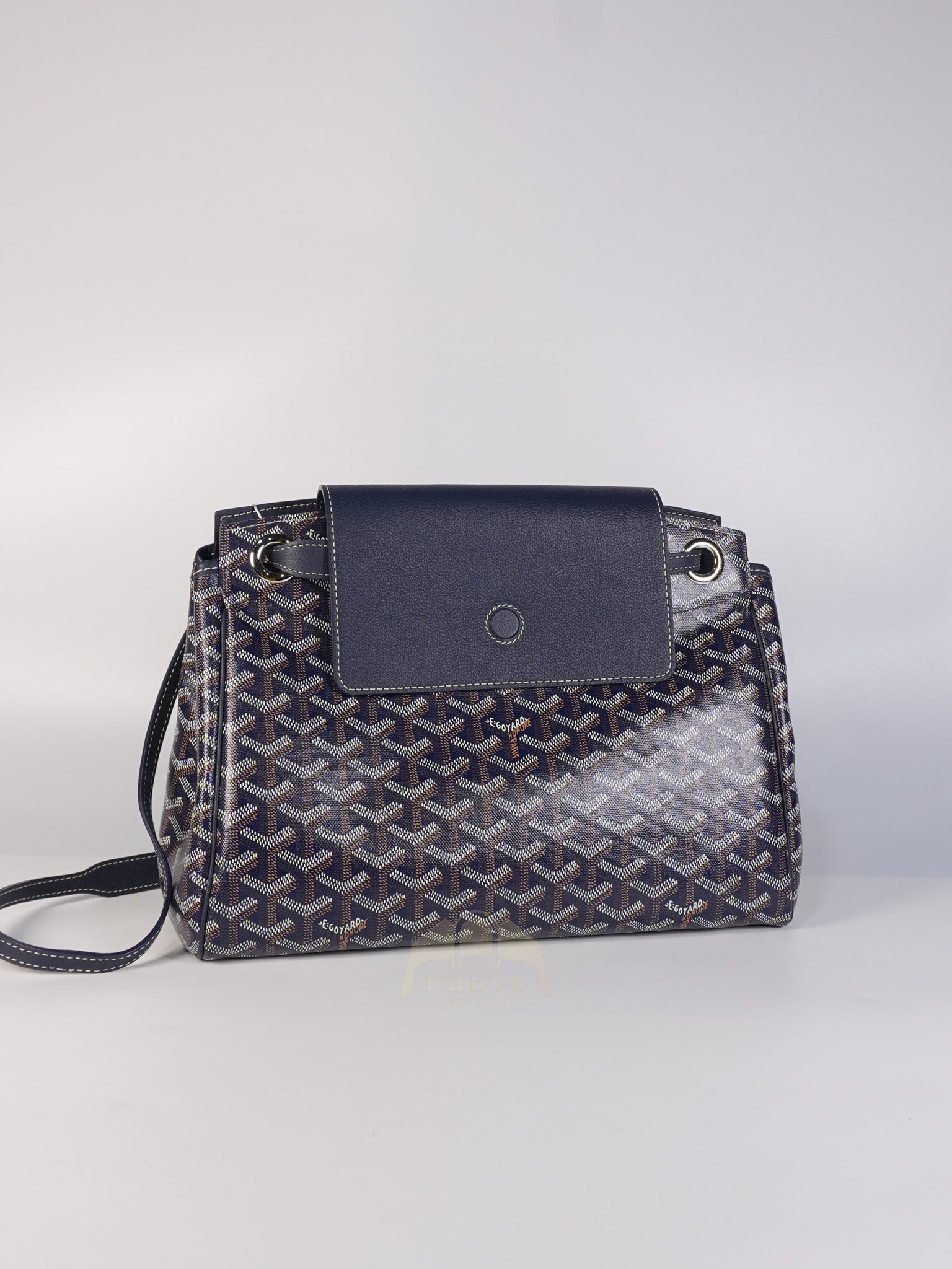 Sac Rouette PM in Navy Blue/ Bleu Marine Goyardine Canvas | Purse Maison Luxury Bags Shop