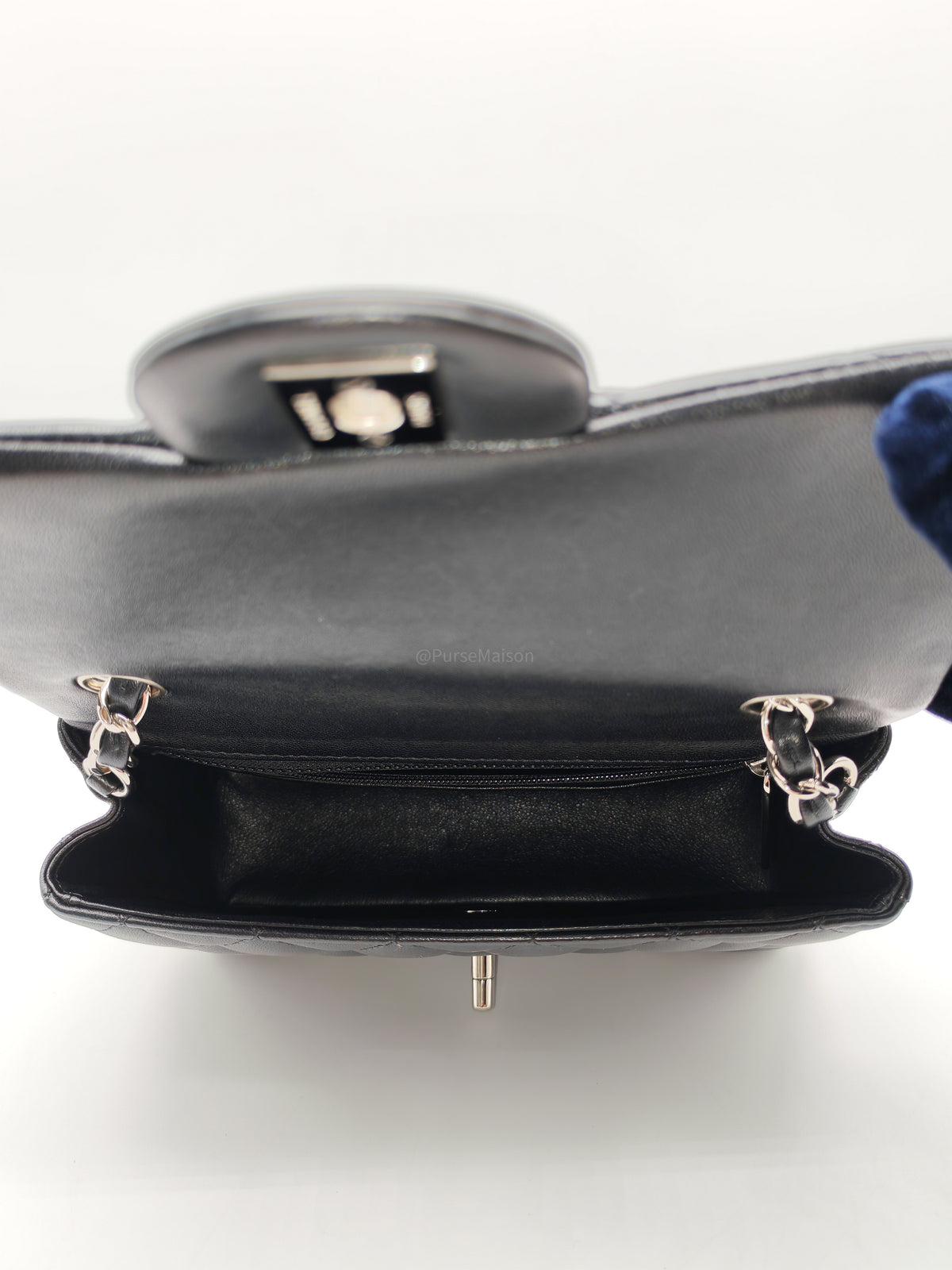 Chanel Classic Mini Rectangular Flap Bag in Black Lambskin Leather Silver Hardware (Series 25)