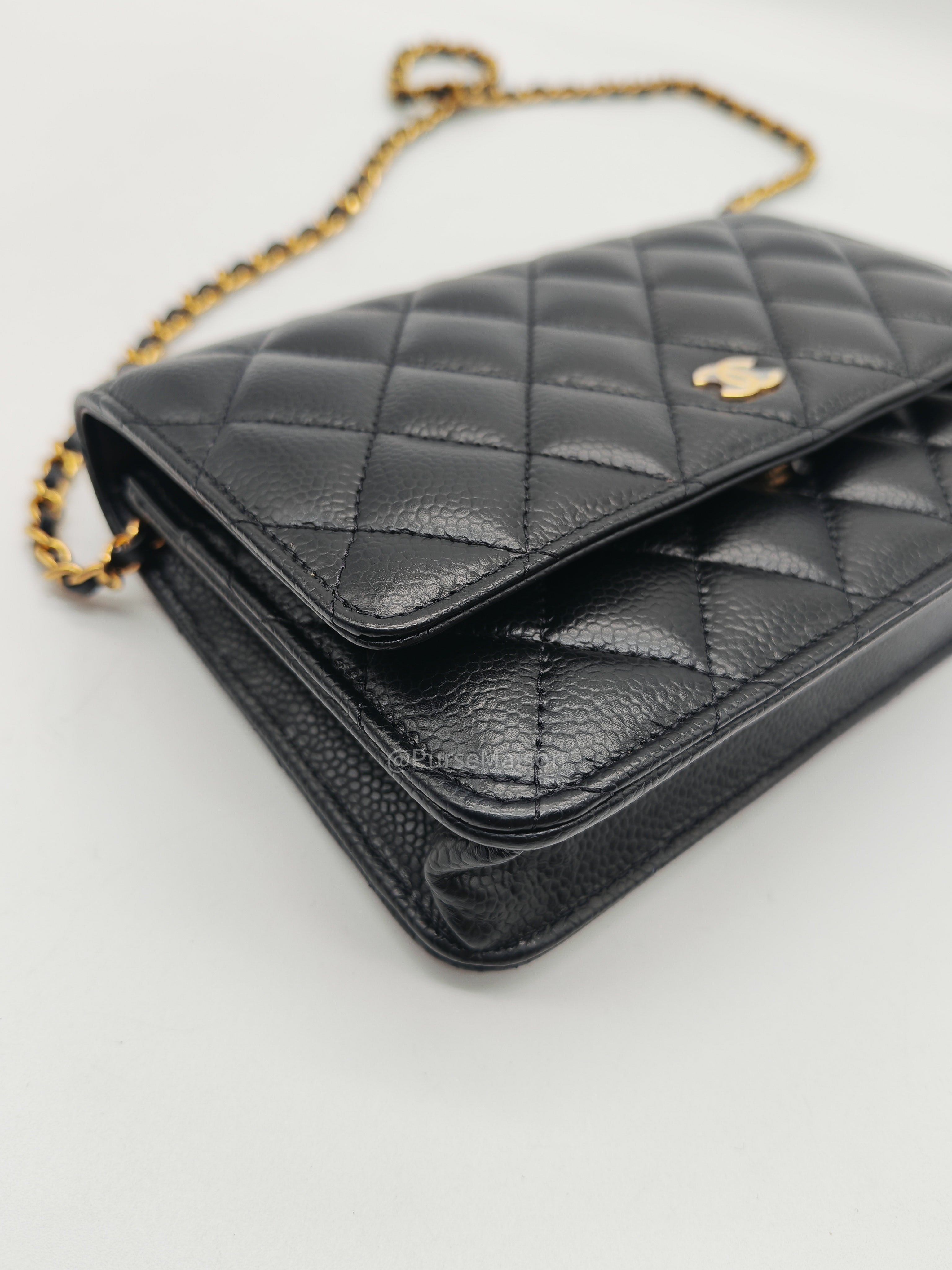 Chanel Classic Wallet on Chain (WOC) Black Caviar Leather Gold Hardware Microchip (EU****3L)