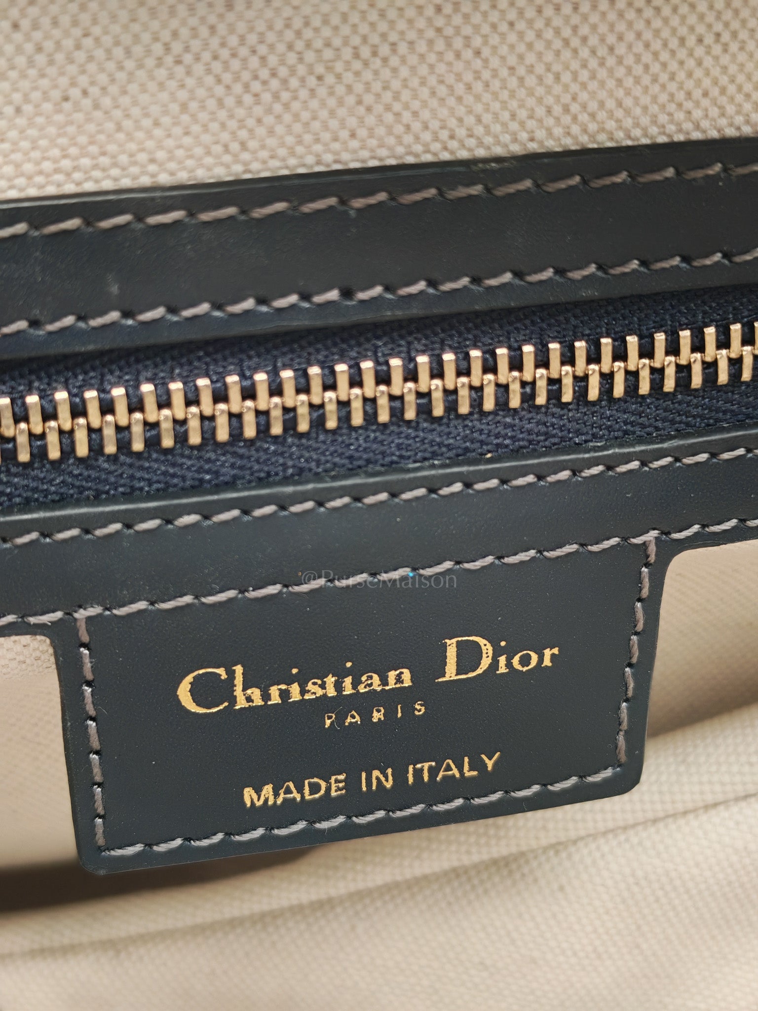 Saddle Bag Medium in Blue Oblique Jacquard Canvas & Gold Hardware | Purse Maison Luxury Bags Shop