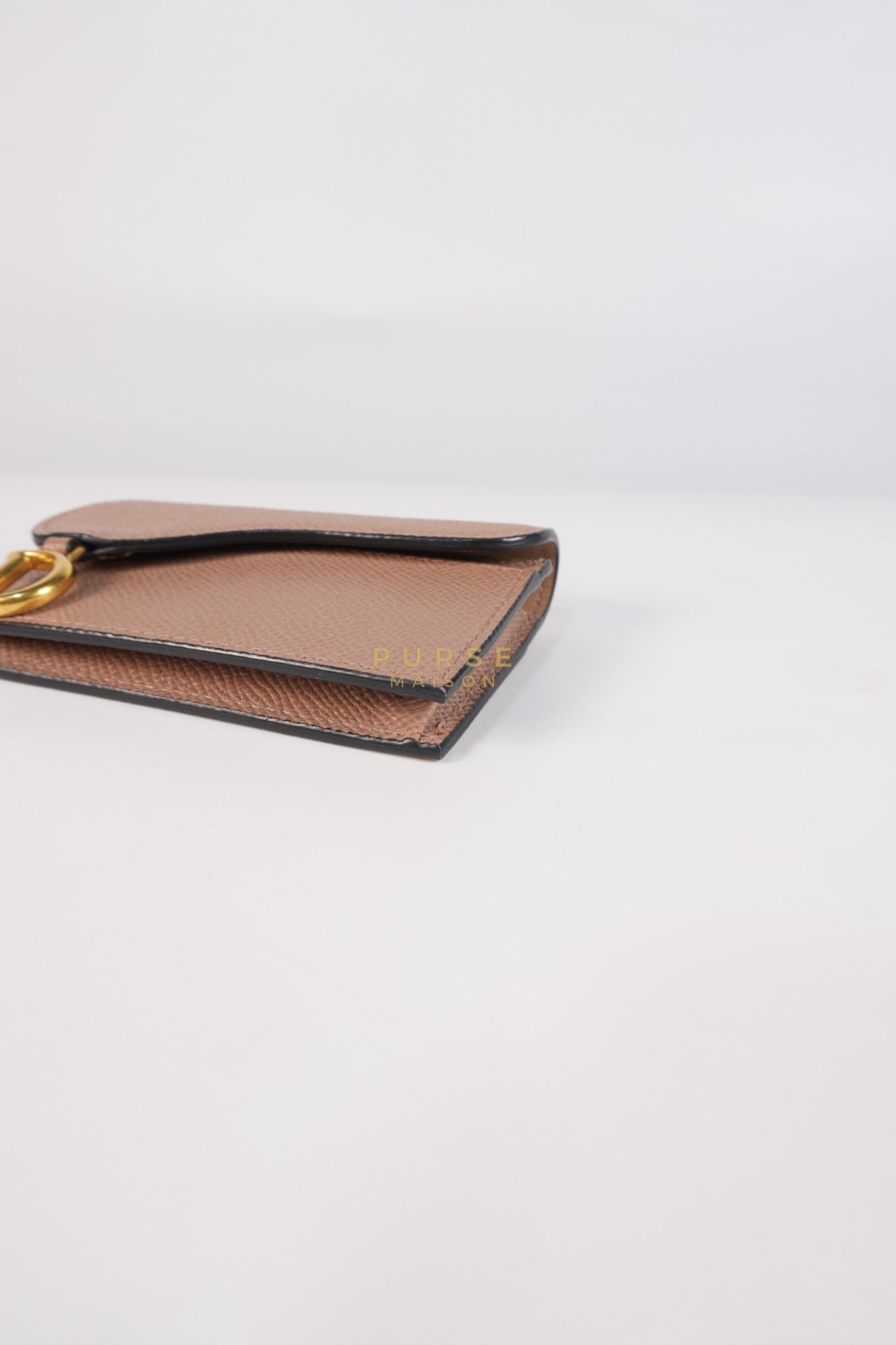 Saddle Bloom Flap Card Holder in Beige | Purse Maison Luxury Bags Shop