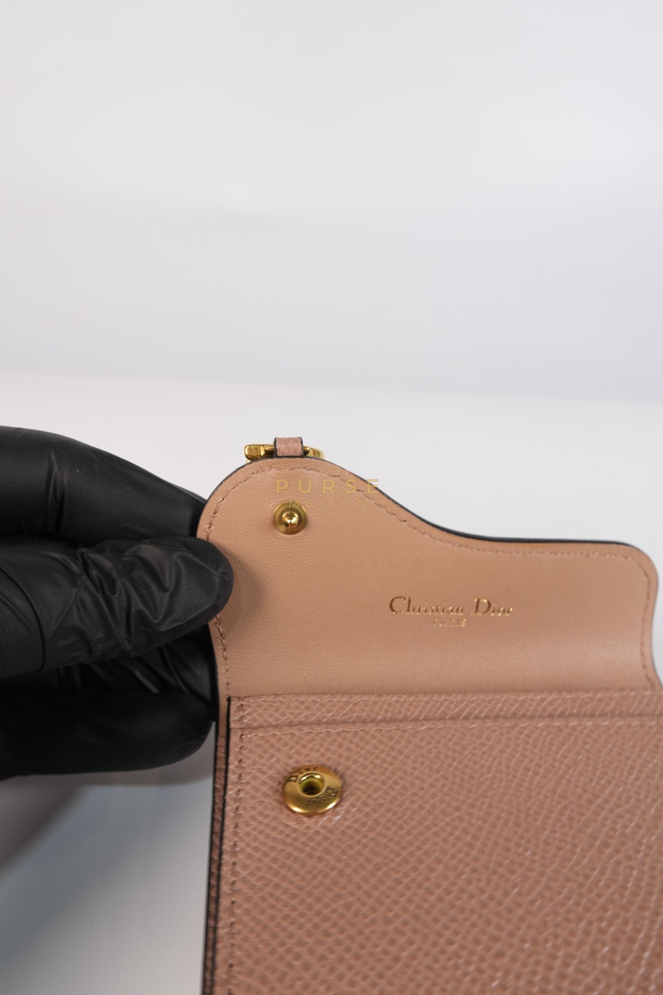 Saddle Bloom Flap Card Holder in Beige | Purse Maison Luxury Bags Shop