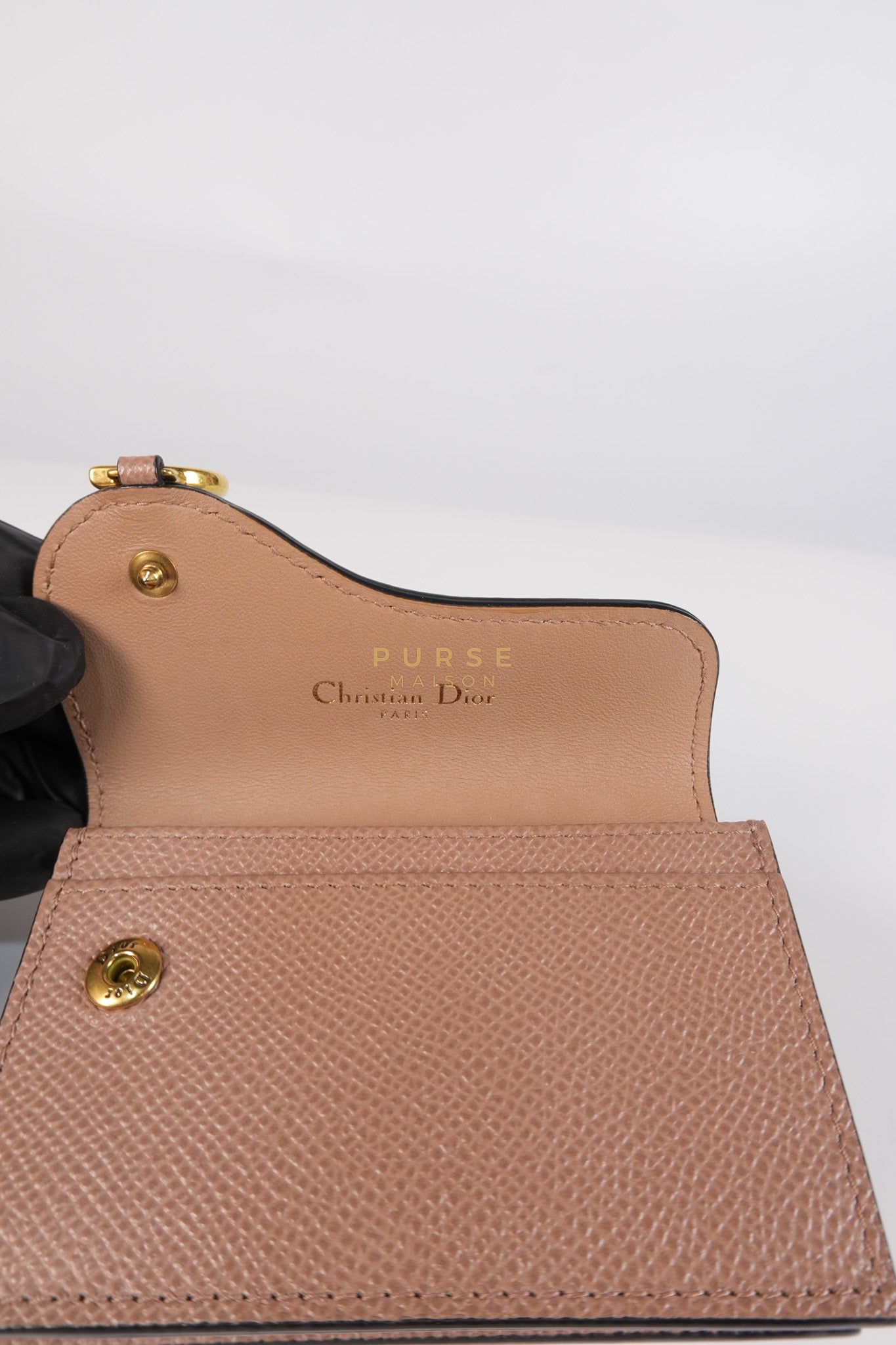 Saddle Bloom Flap Card Holder in Beige | Purse Maison Luxury Bags Shop