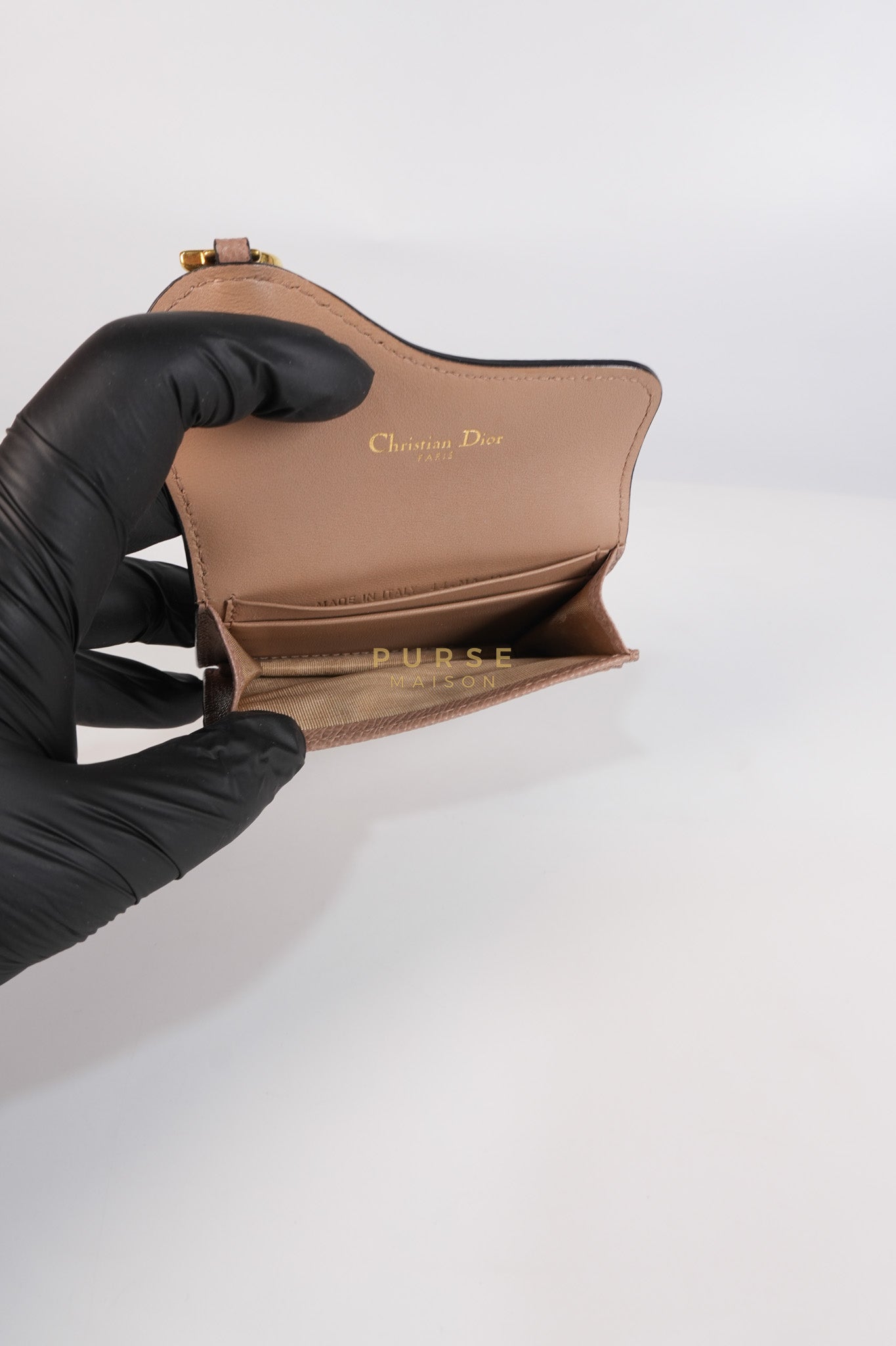 Saddle Bloom Flap Card Holder in Beige | Purse Maison Luxury Bags Shop