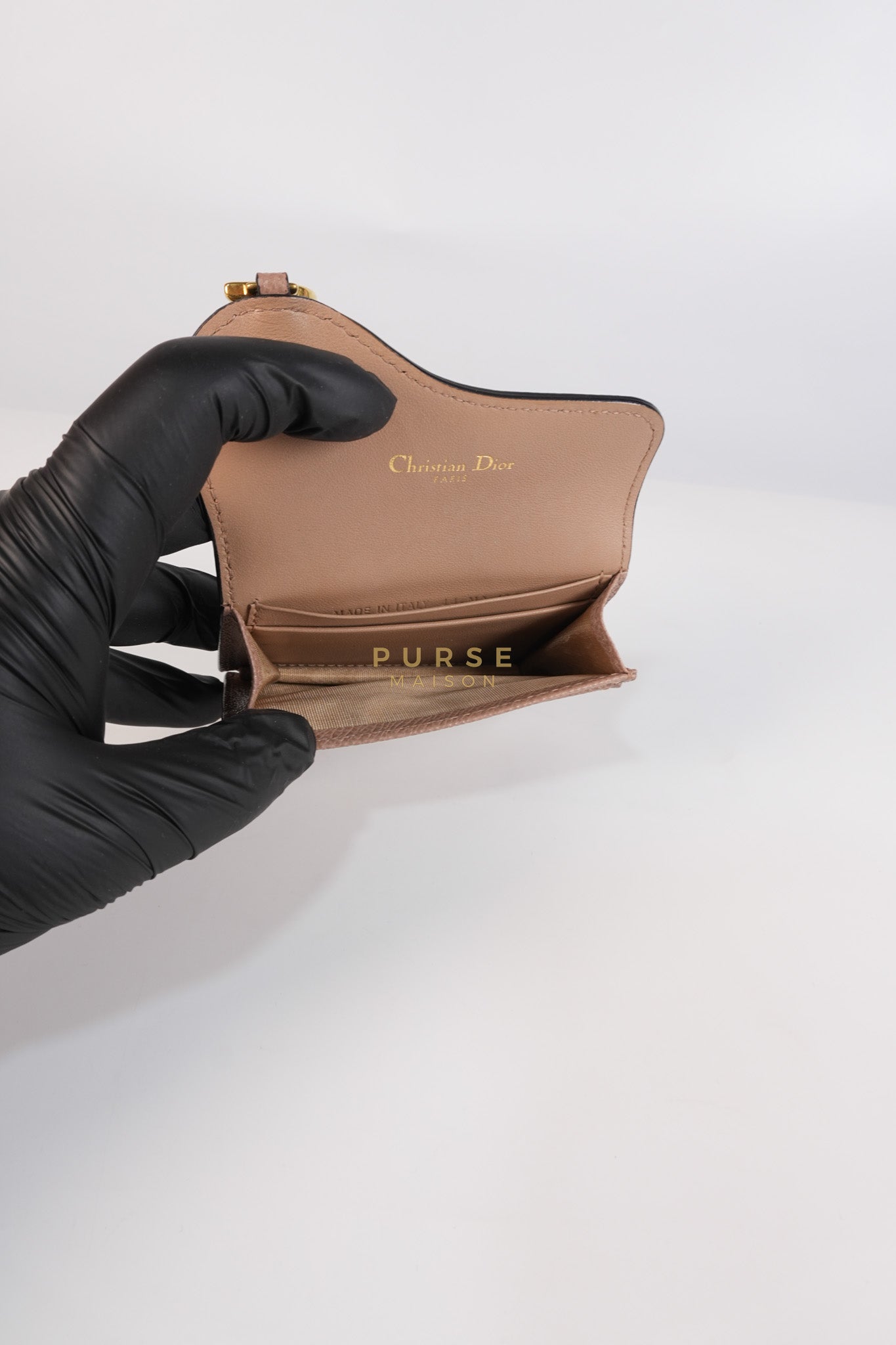 Saddle Bloom Flap Card Holder in Beige | Purse Maison Luxury Bags Shop