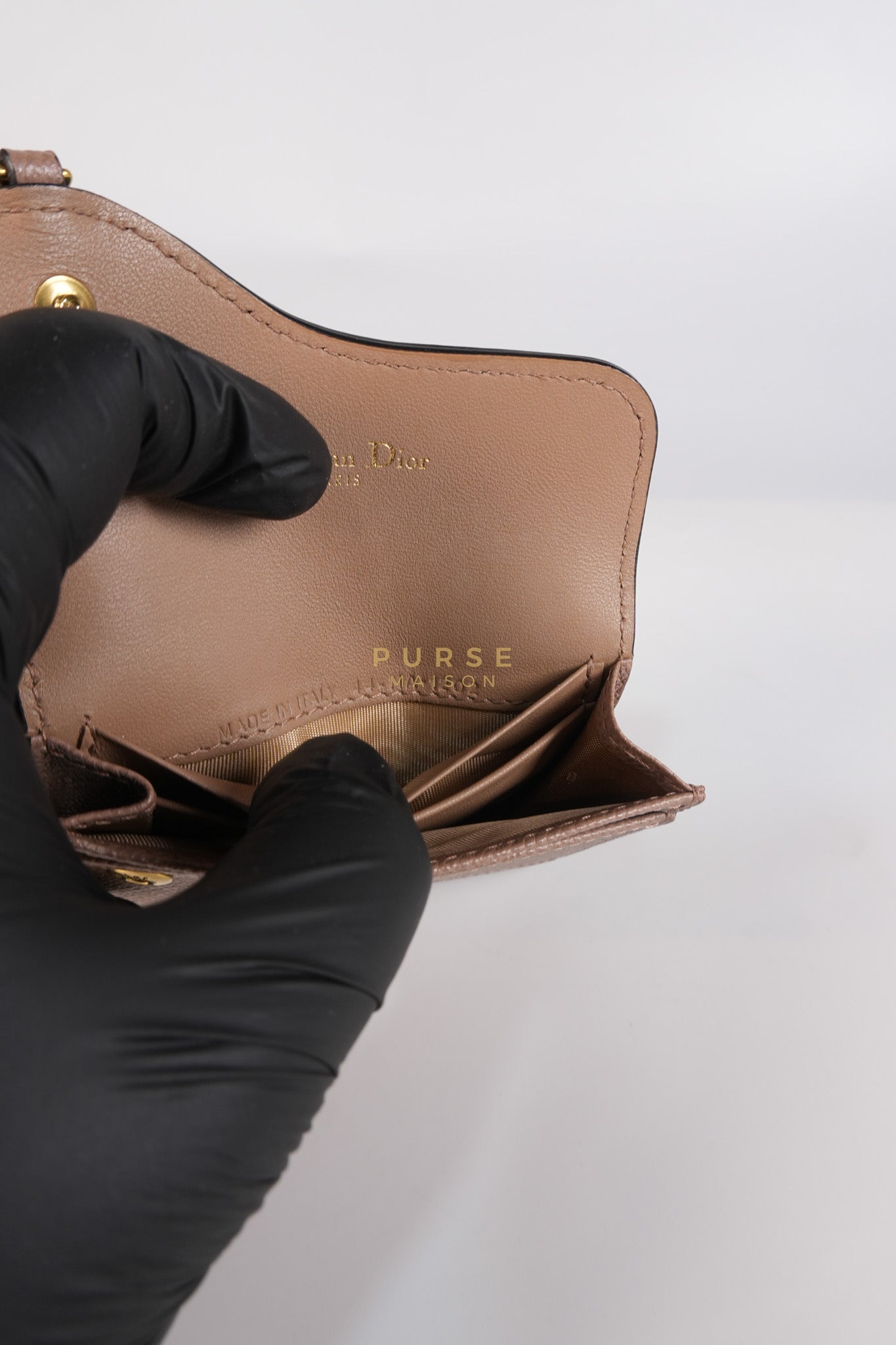 Saddle Bloom Flap Card Holder in Beige | Purse Maison Luxury Bags Shop