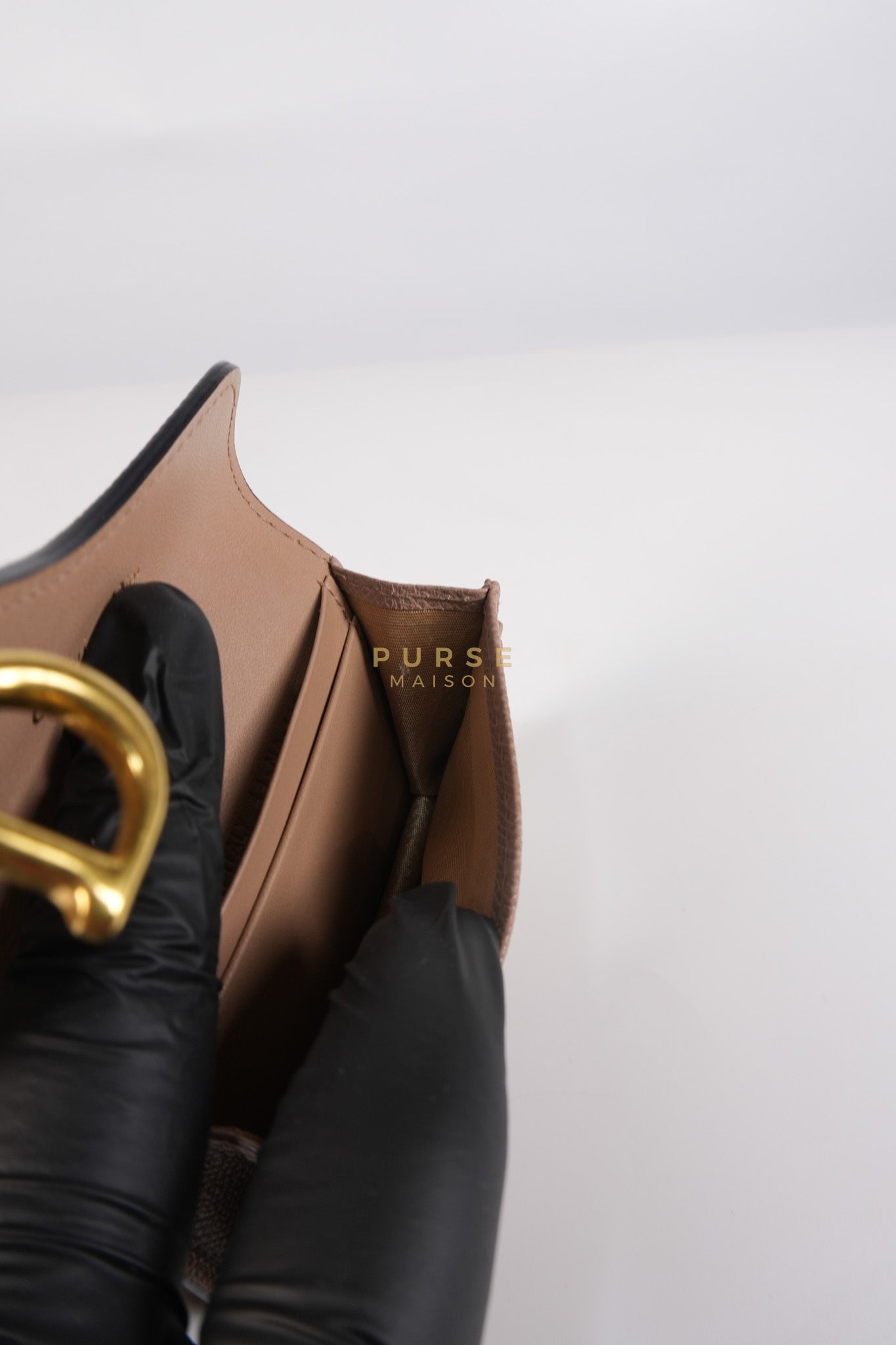 Saddle Bloom Flap Card Holder in Beige | Purse Maison Luxury Bags Shop